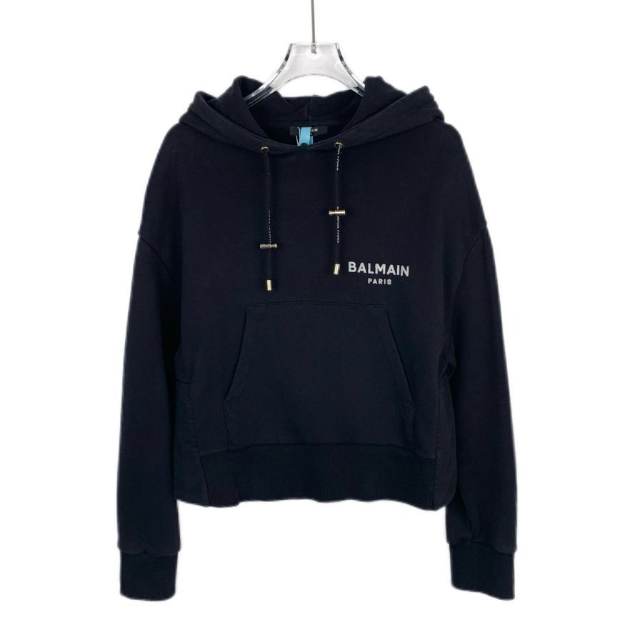 Balmain Balmain Paris Black Hoodie Sweatshirt With Logo Drawstring H Size S / US 4 / IT 40 - 1 Thumbnail