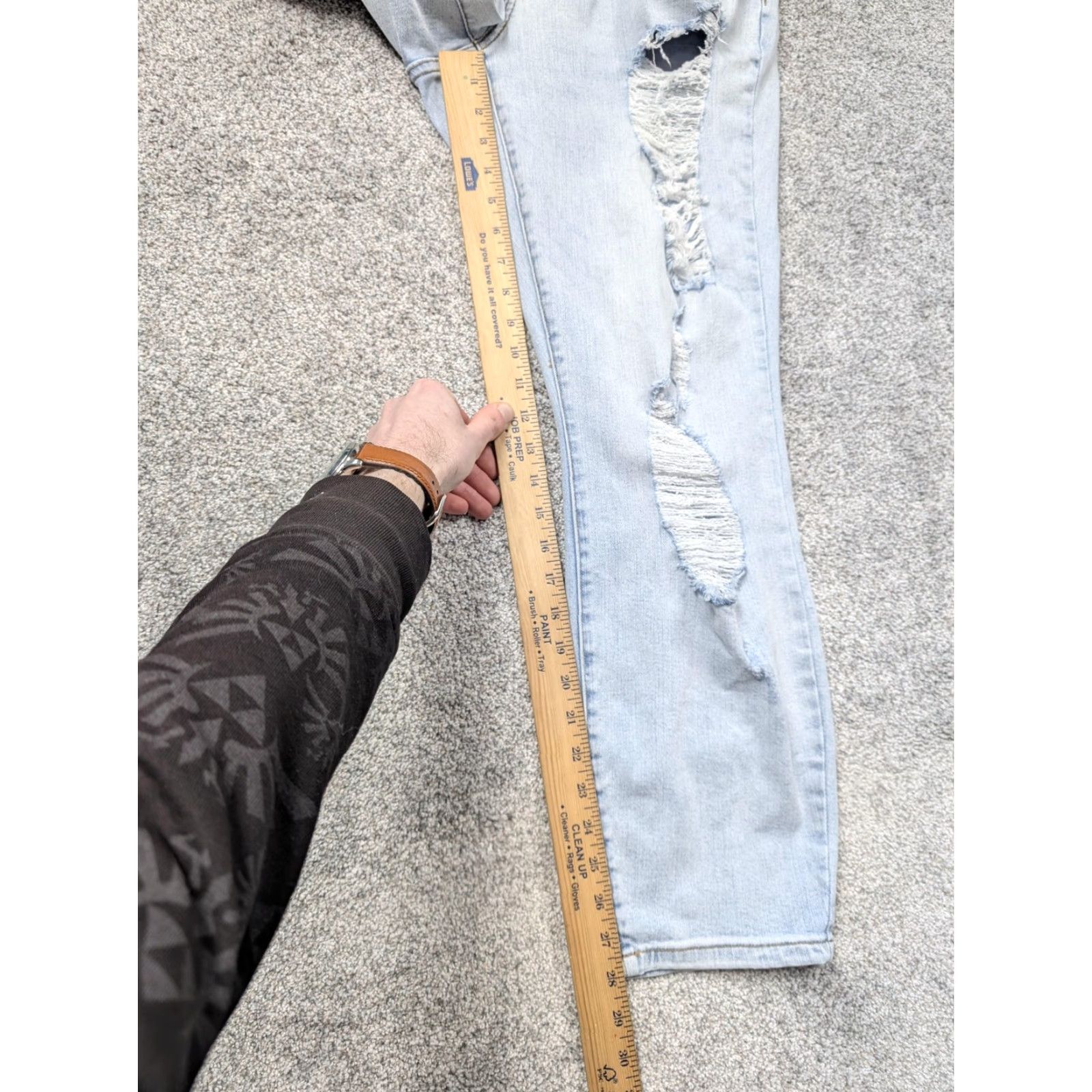 Vintage Judy Blue Jeans Womens 16W 36x28 Distressed High Rise Boyfriend Light Blue Denim Stretch Pocket Zipper Button 5-Pocket Size 38" / US 16 / IT 52 - 3 Thumbnail