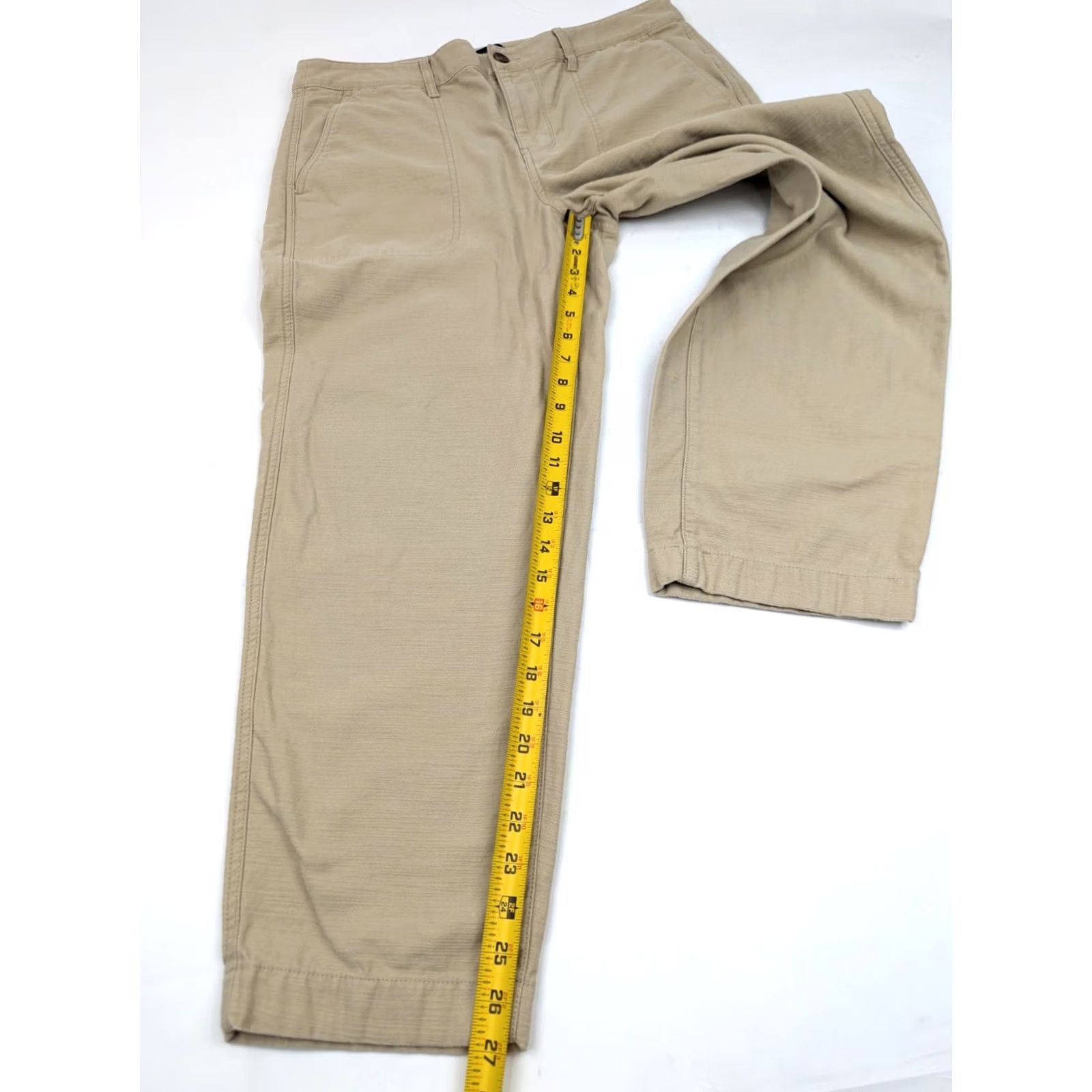 J.Crew J.Crew Cotton Camp Pants Women 14 Beige Straight Leg Back Welt Pockets 35x27 Casual Vintage No N/A Size 36" / US 14 / IT 50 - 3 Thumbnail