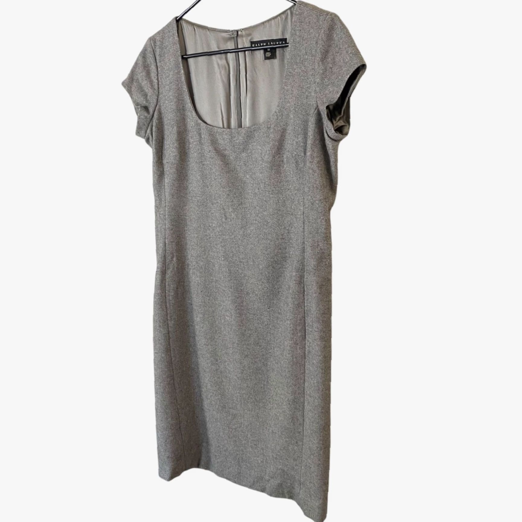 Ralph Lauren Ralph Lauren Dress Women's 10 Gray Cashmere Square-Neck Sheath Career Work Wear Size L / US 10 / IT 46 - 2 Thumbnail