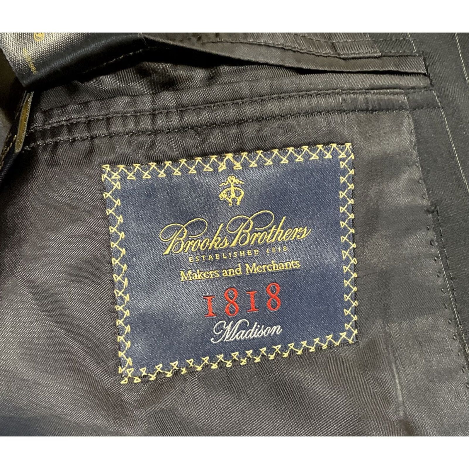 Brooks Brothers VINTAGE Brooks Brothers Blazer Mens 43S Navy Blue Pinstripe Trabaldo Togna Wool Classic USA Size 46R - 4 Thumbnail