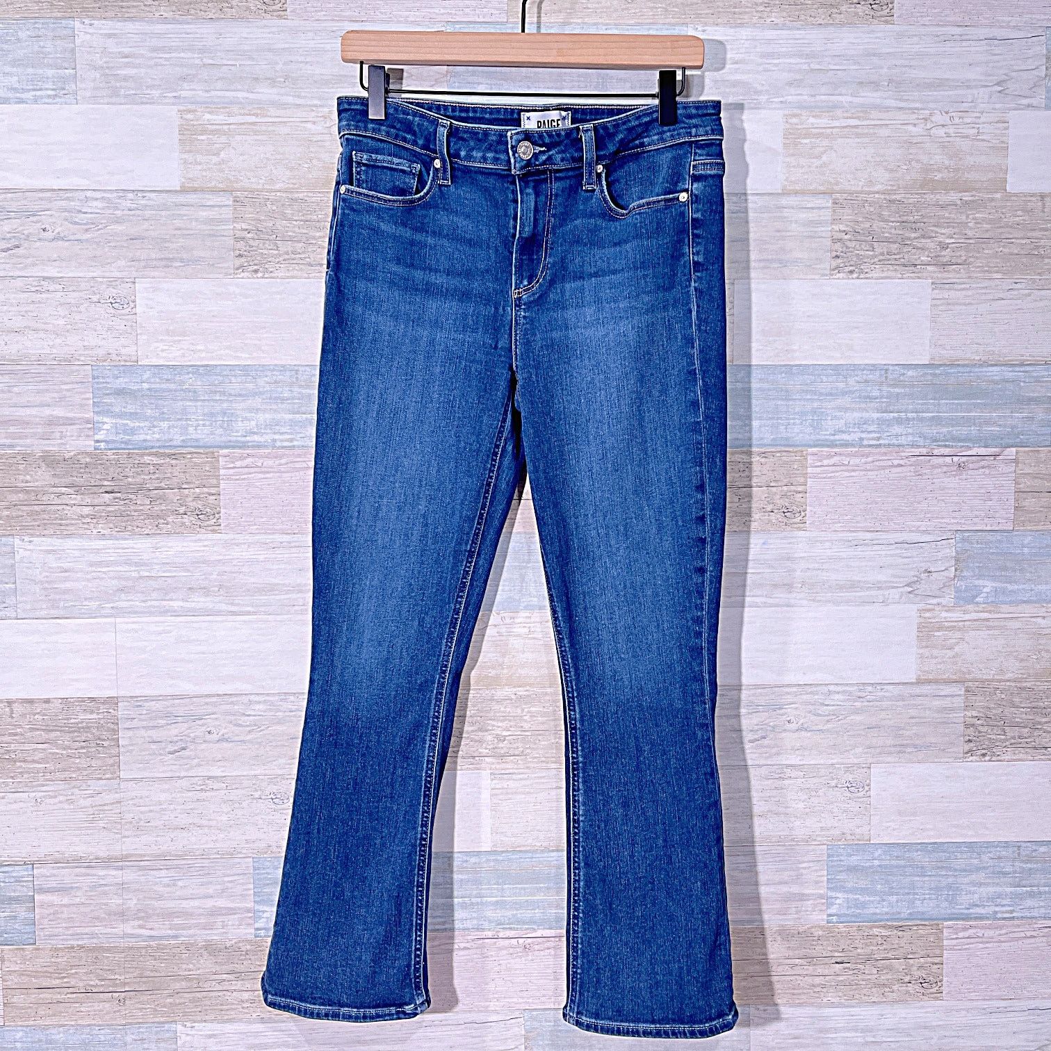 Paige PAIGE Shelby Crop Flare Jeans Blue Dark Wash Womens 30 Size 30" / US 8 / IT 44 - 2 Thumbnail