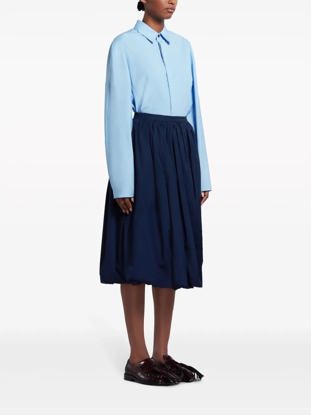 Marni o1w1db10125 Long Sleeve Cropped Cotton Shirt in Light Blue Size M / US 6-8 / IT 42-44 - 3 Thumbnail