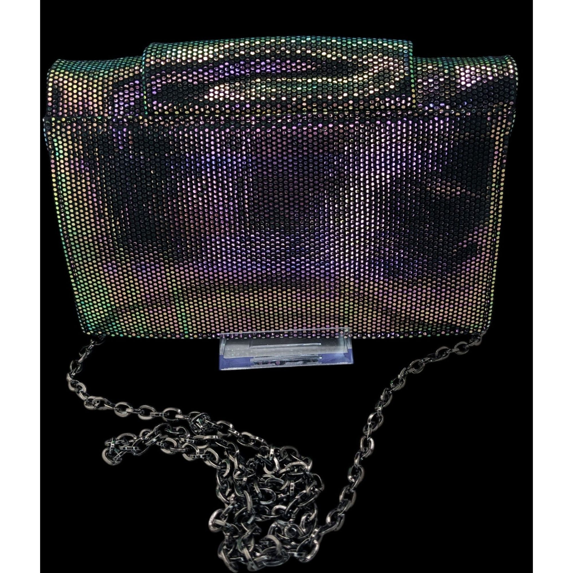 Halston Heritage Halston Heritage Purple Iridescent Clutch Bag With 24" Chain Size ONE SIZE - 2 Thumbnail