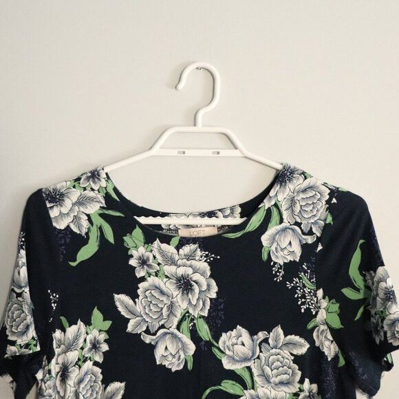Loft Loft Women's MP Blue Midi Stretch Crewneck Dress Size ONE SIZE - 3 Thumbnail