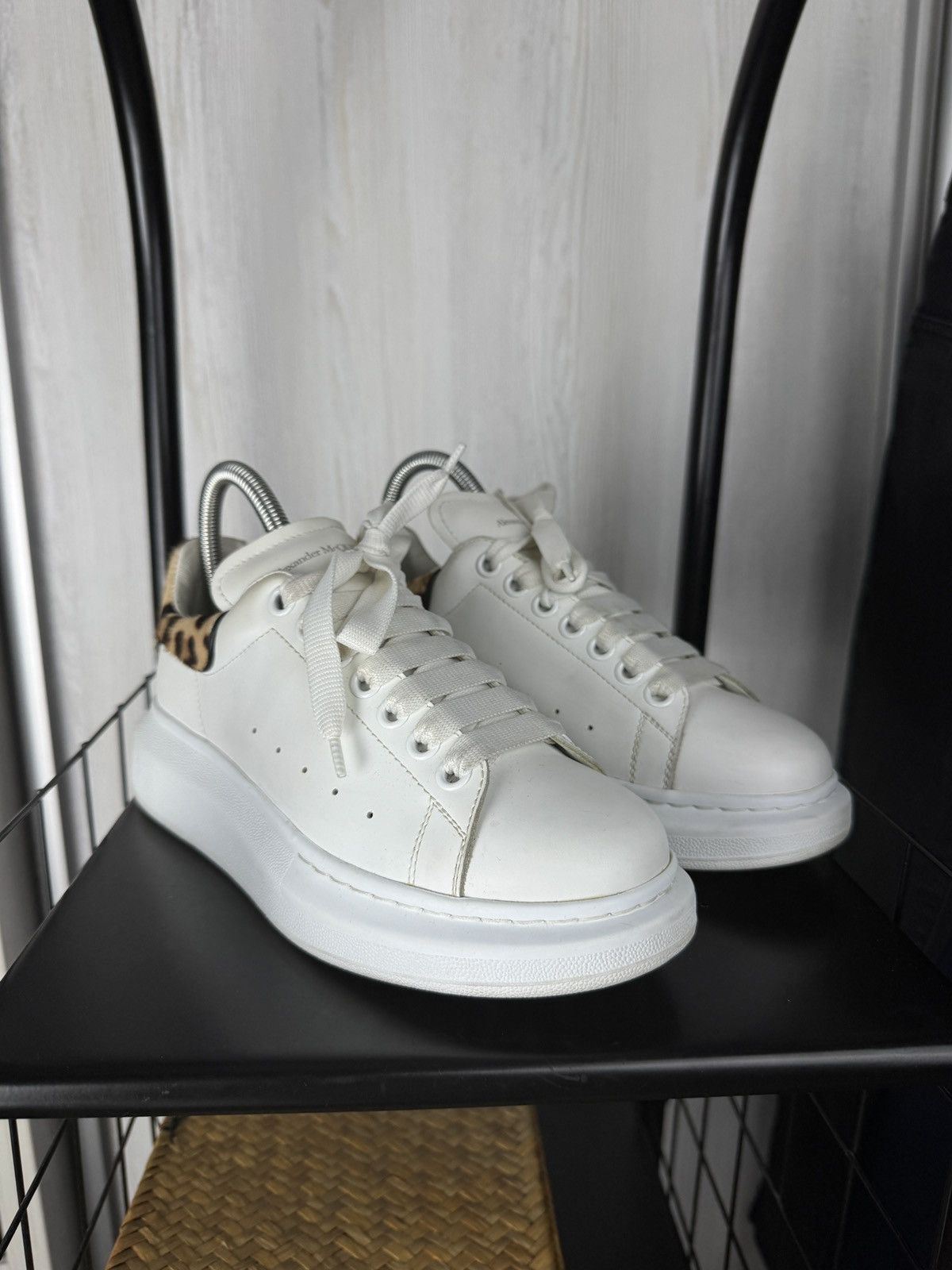 Alexander McQueen Alexander McQueen Oversized Leather Sneakers Leopard Back Size US 8.5 / IT 38.5 - 4 Thumbnail