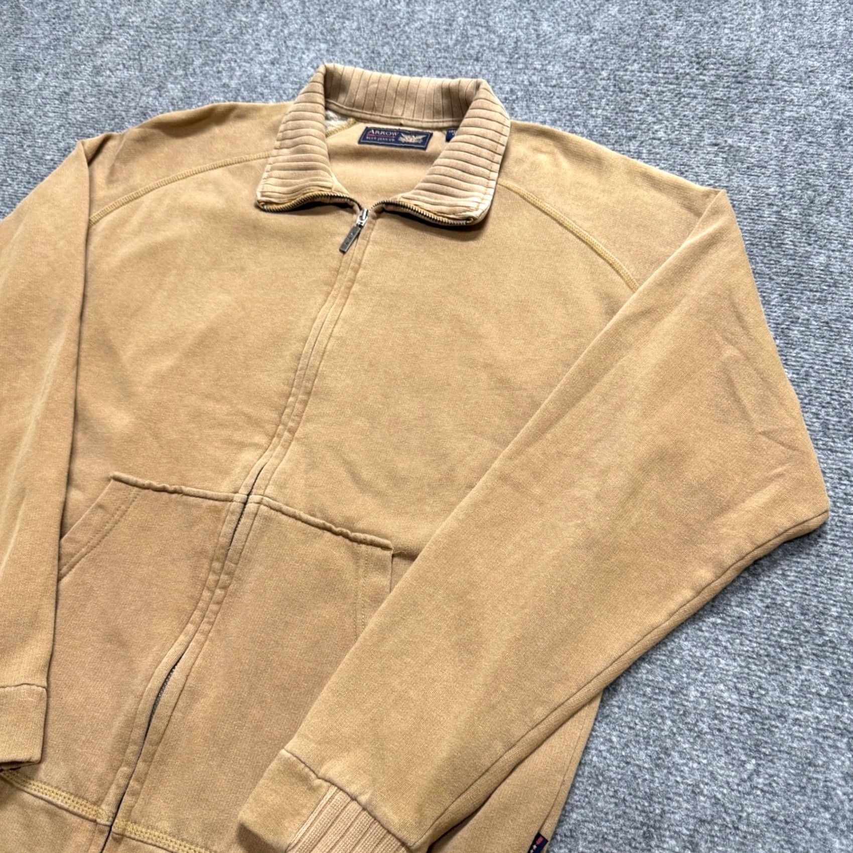 Arrow Arrow Basic Jacket M Beige Cotton Blend Full Zip Collared Men Size US 31 - 2 Thumbnail