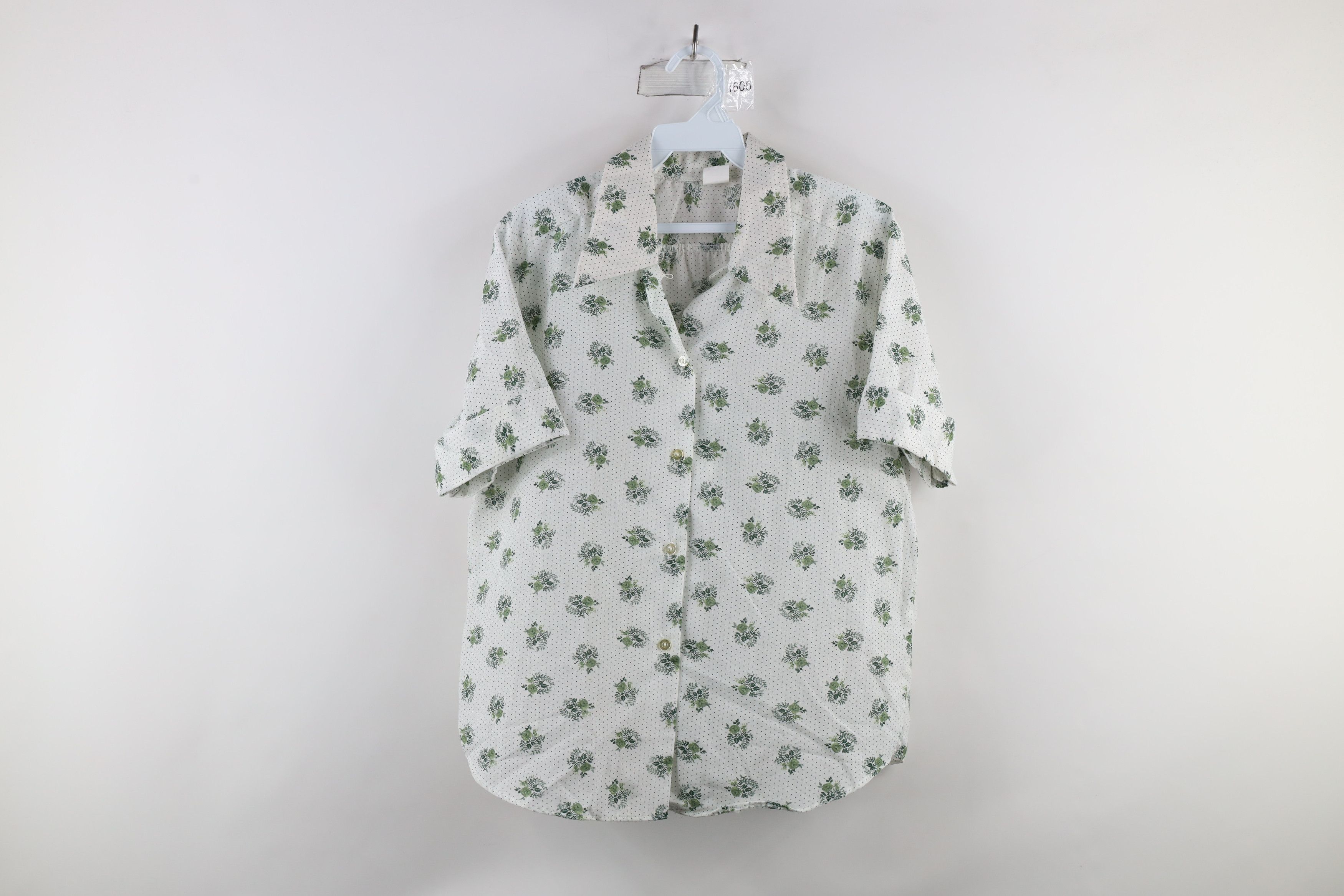 Vintage Vintage 60s Rockabilly Flower Looped Collar Button Shirt USA Size L / US 10 / IT 46 - 1 Thumbnail