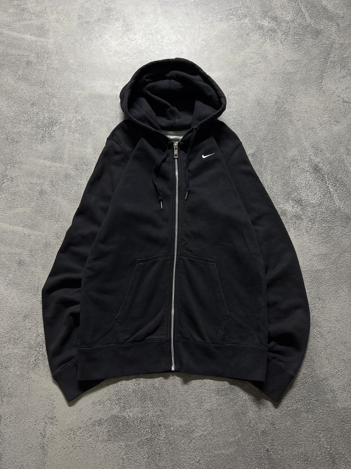 Nike × Vintage Vintage Y2k Nike 🖤 Faded Mini Swoosh Zip Hoodie 00’s Size L / US 10 / IT 46 - 3 Thumbnail