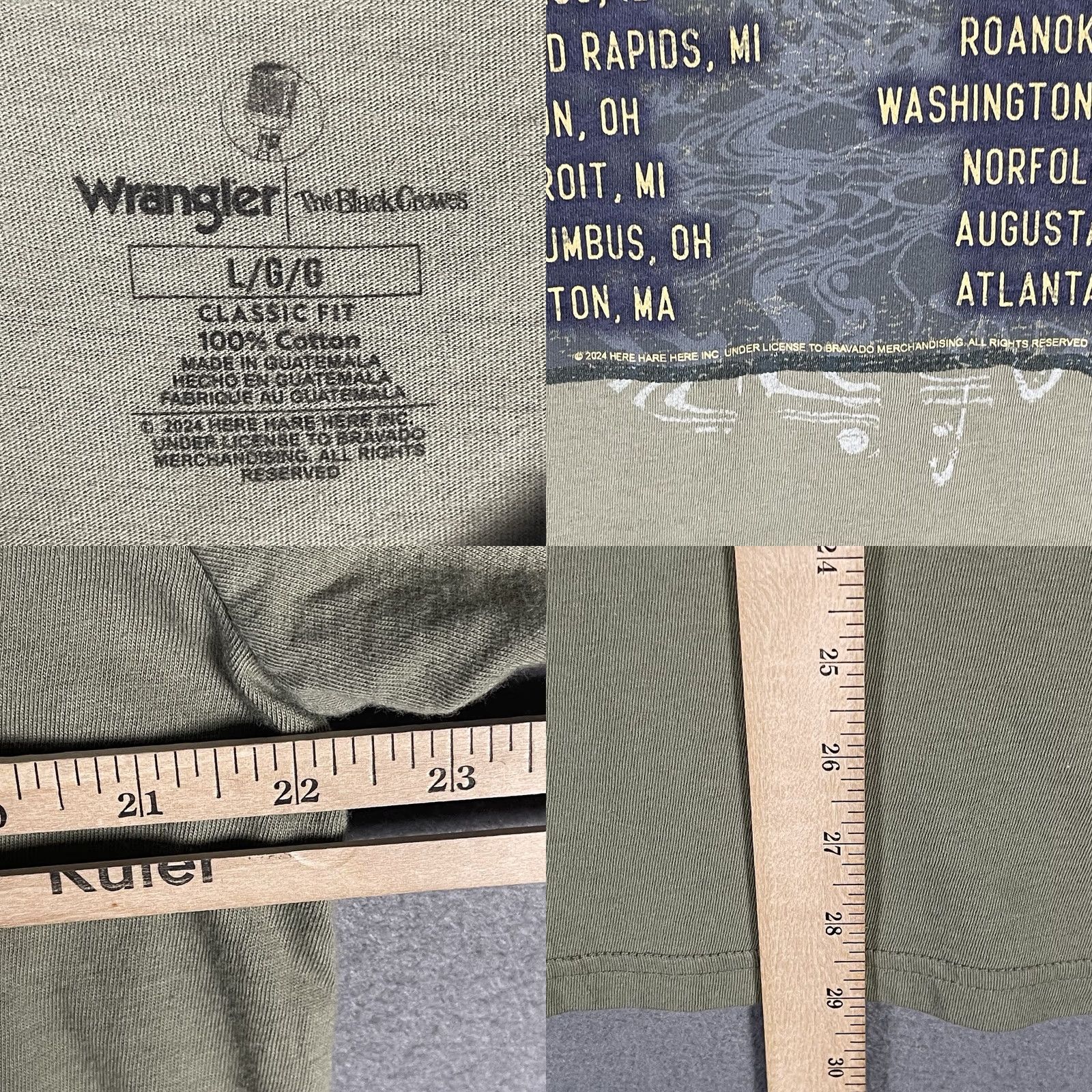 Wrangler The Black Crowes Concert Tour T-Shirt Large L Brown Wrangler Men's Crew Neck Short Sleeve 2024 Music Merchandise Vintage: No Size US L / EU 52-54 / 3 - 8 Thumbnail