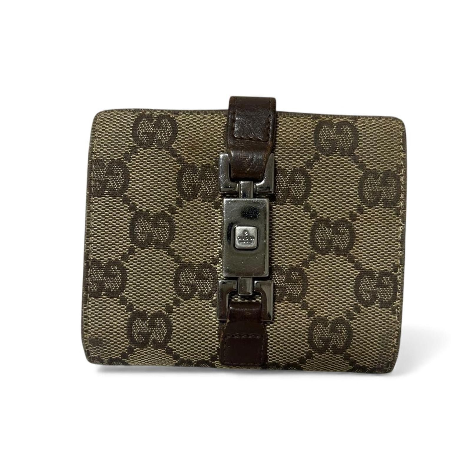 Gucci Gucci - Monogram Canvas Leather Wallet Metal Clasp Size ONE SIZE - 2 Thumbnail