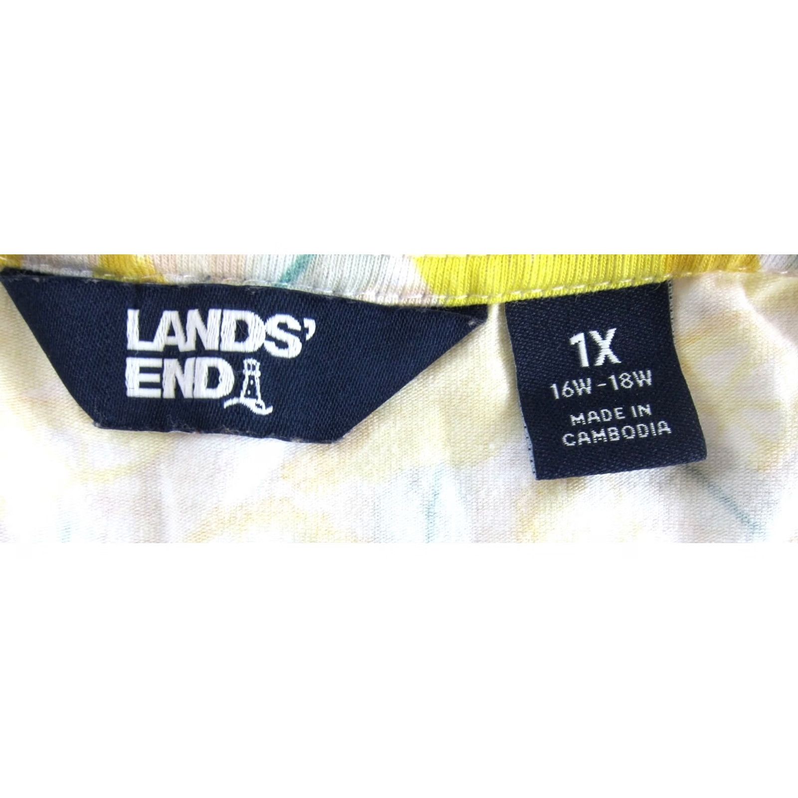 Lands' End Lands' End Yellow Green Lemon Stretch Cap Sleeve V-Neck Twist Sheath Dress 1X Size XL / US 12-14 / IT 48-50 - 4 Thumbnail