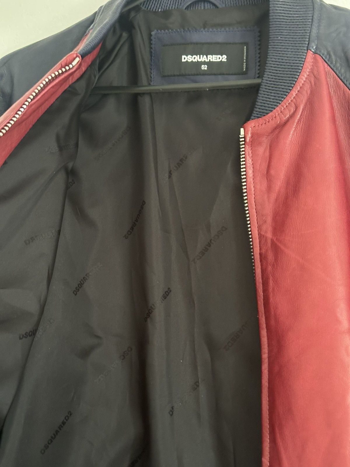 Dsquared2 Dsquared2 Ovine Leather Boomber Jacket Racing Moto Red/Blue Size US L / EU 52-54 / 3 - 13 Thumbnail