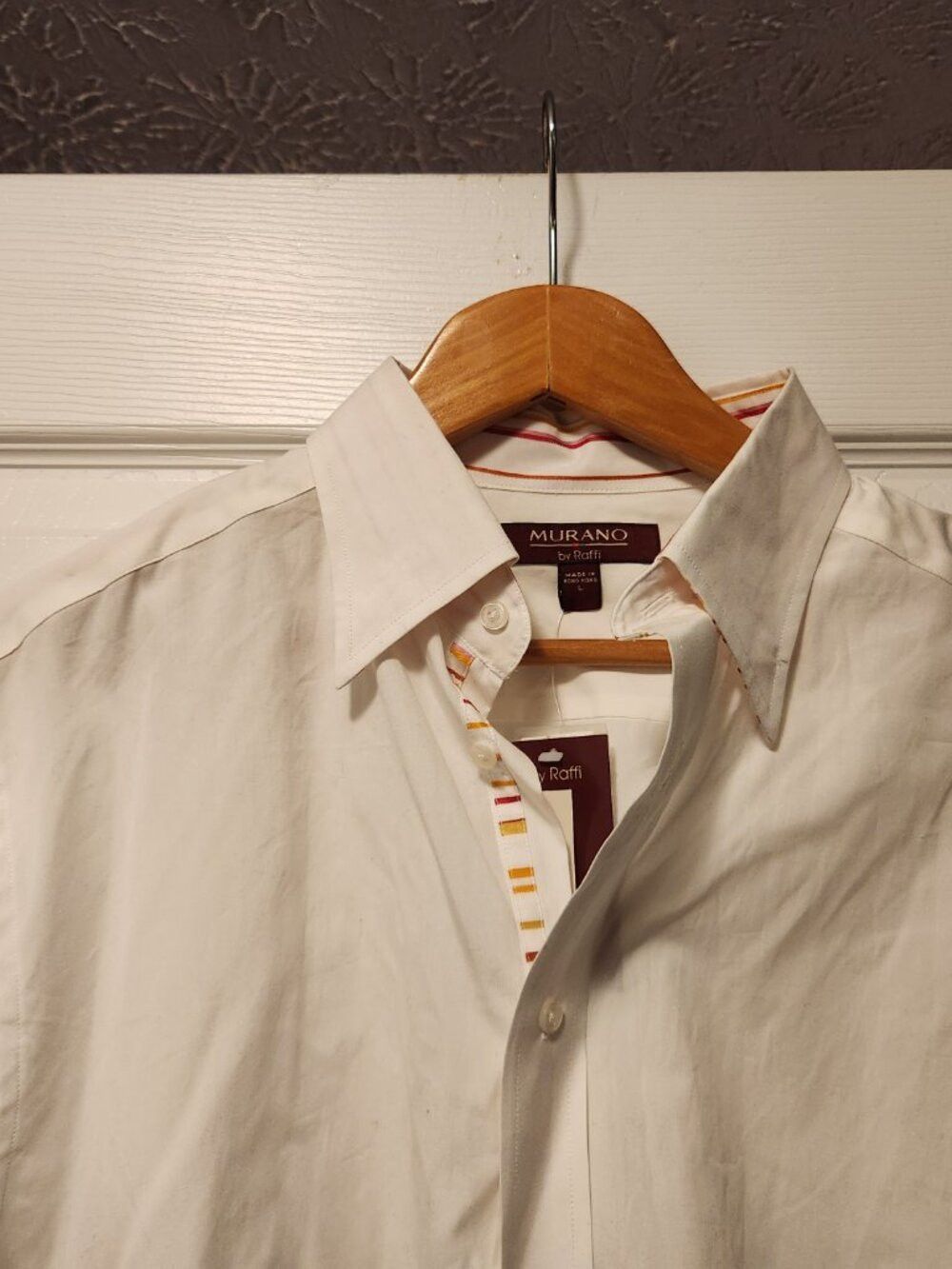 Murano Murano men's new white cotton casual shirt size: L Size US L / EU 52-54 / 3 - 4 Thumbnail