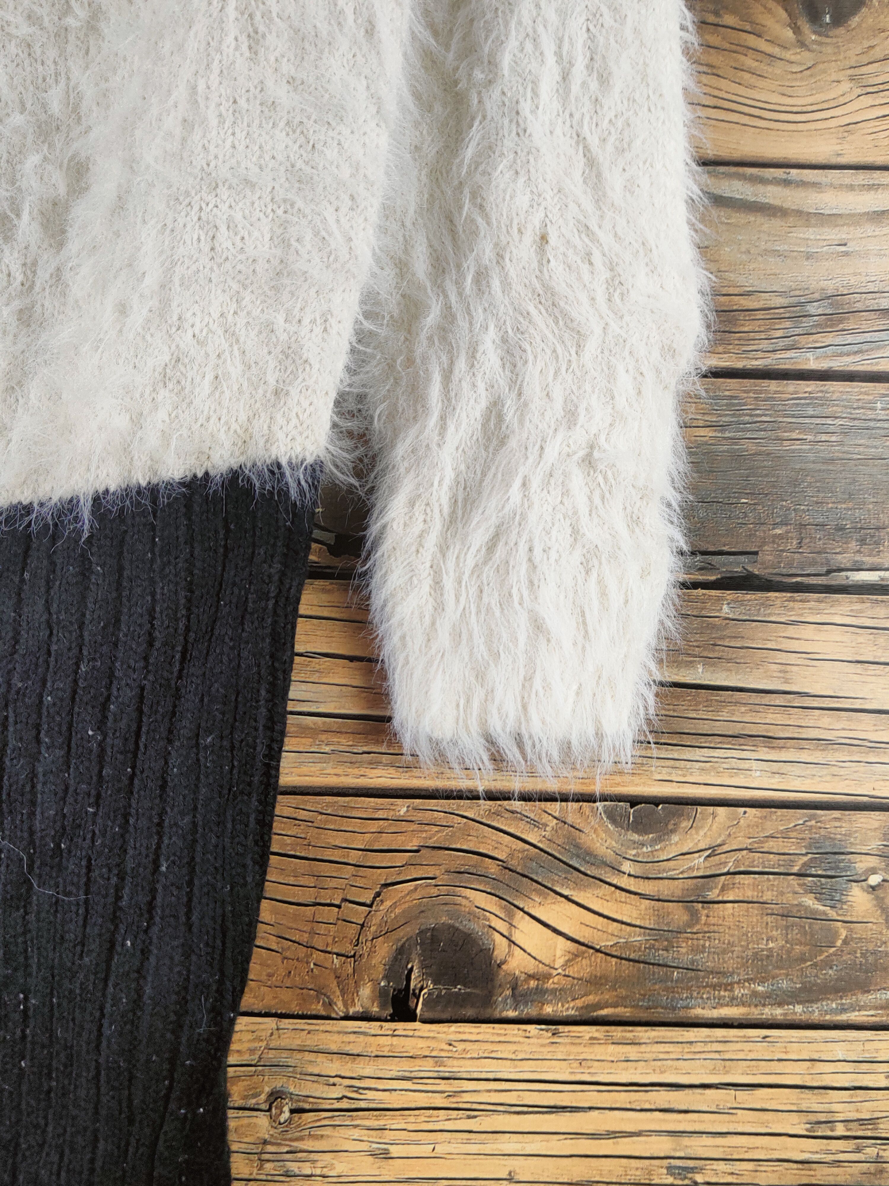 Japanese Brand DL Cecil McBee Black White Fur Mohair Knitwear #46-576 Size M / US 6-8 / IT 42-44 - 6 Thumbnail
