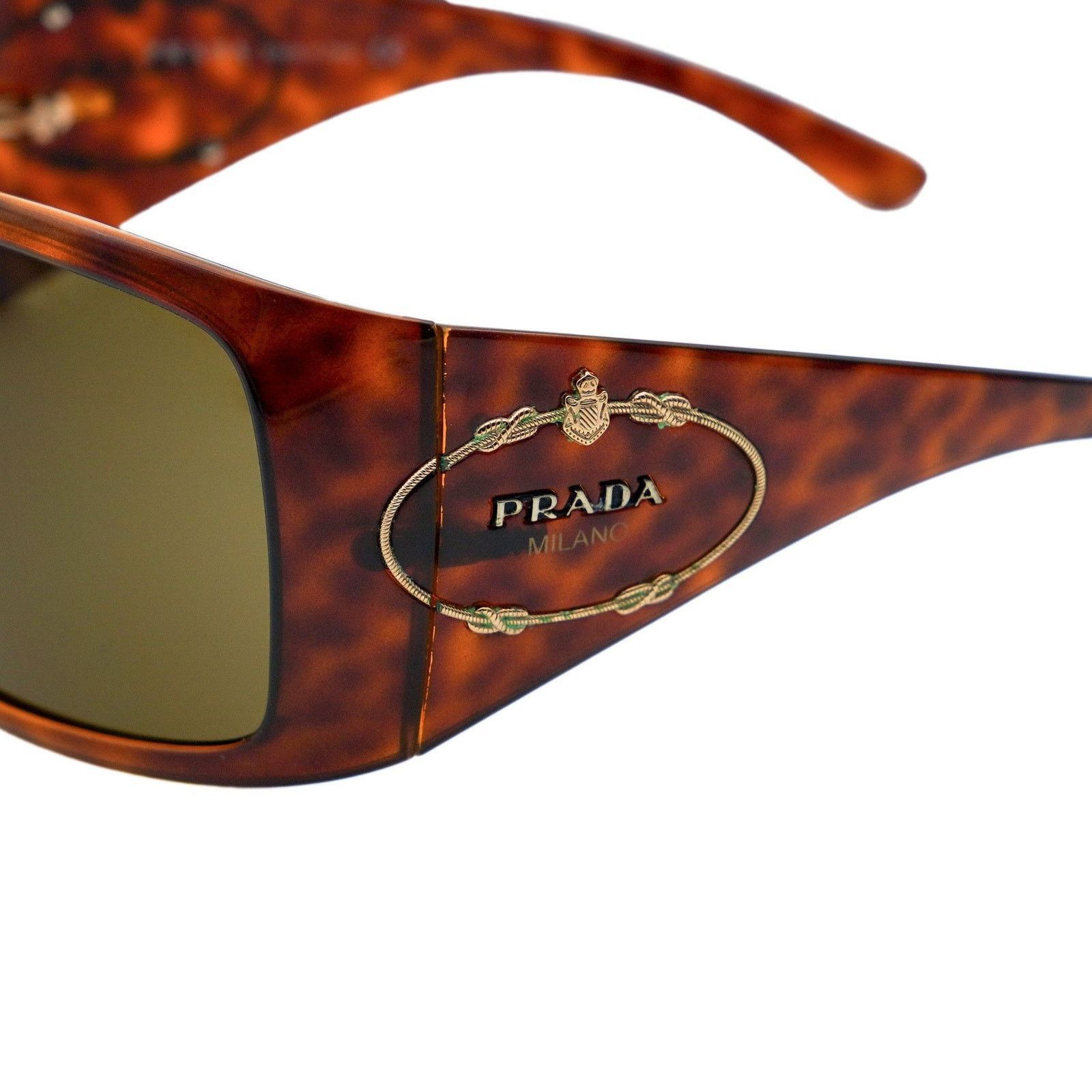Prada Prada SPR 04H Brown Tortoiseshell Shield Logo Sunglasses Size ONE SIZE - 4 Thumbnail