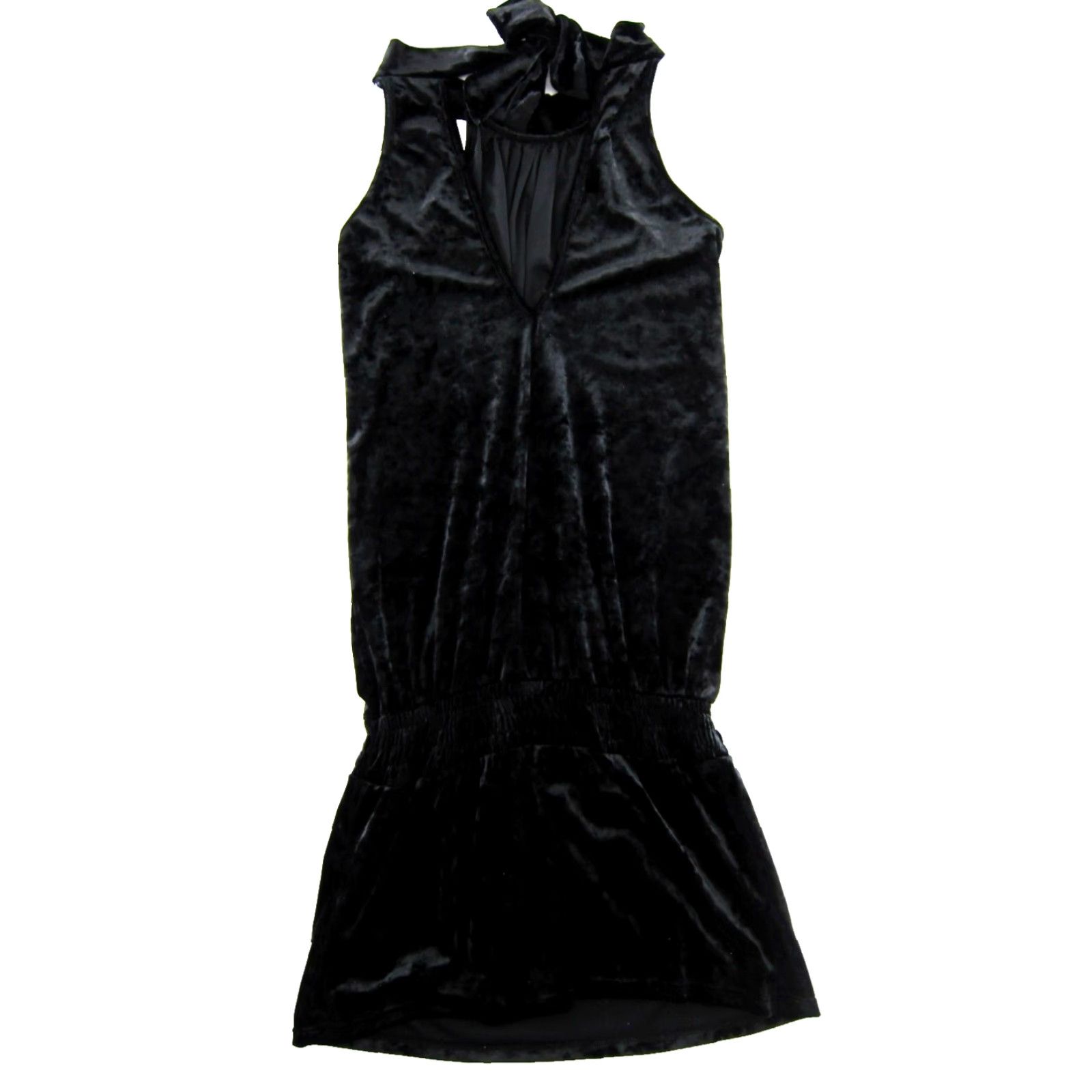 Bebe Bebe Shirt Womens Small Black Velvet Sleeveless High Neck Tunic Dress Stretch Polyester Blend Size S / US 4 / IT 40 - 2 Thumbnail