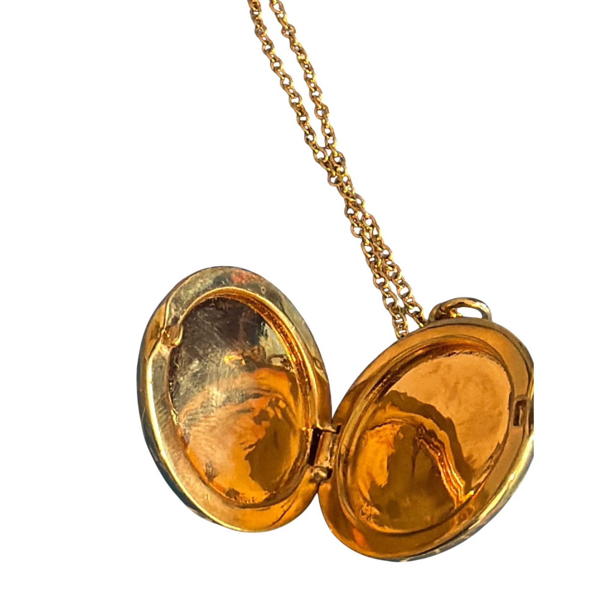 J.Crew J.Crew Double Side Locket Pendant Necklace Gold Tone Blue En Size ONE SIZE - 3 Thumbnail