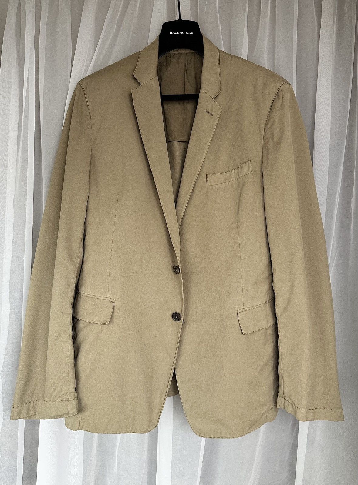 PRADA FW2006 Padded Shoulders Cotton Jacket Blazer wool Logo