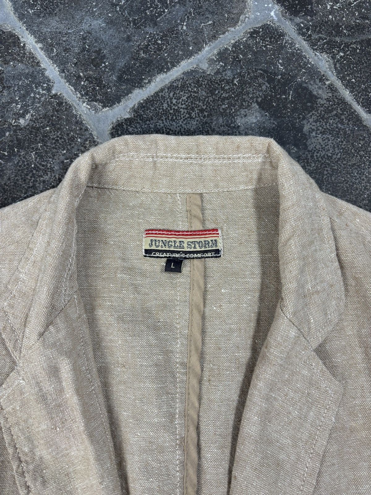 Japanese Brand 1990s Vintage Linen Blazer Suit Jacket Jungle Storm Japan Size 34R - 4 Thumbnail