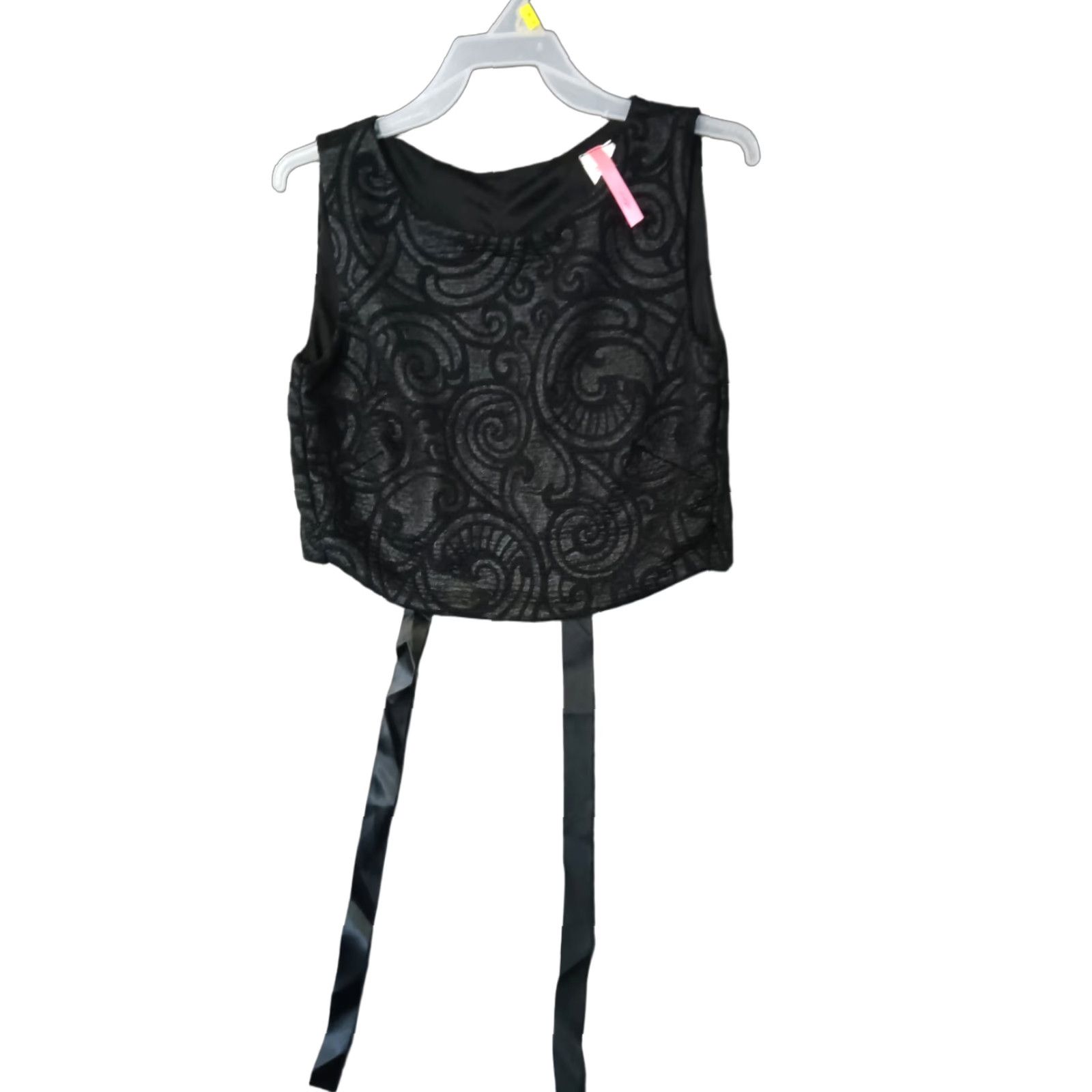 Vintage Codigo Paisley Black Sleeveless Back Tie Formal Crop Top S Size S / US 4 / IT 40 - 1 Thumbnail