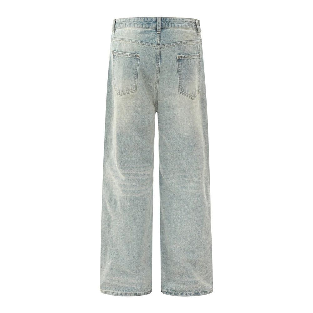 Jean Men's loose casual straight simple washed distressed jeans Size US 32 / EU 48 - 2 Thumbnail