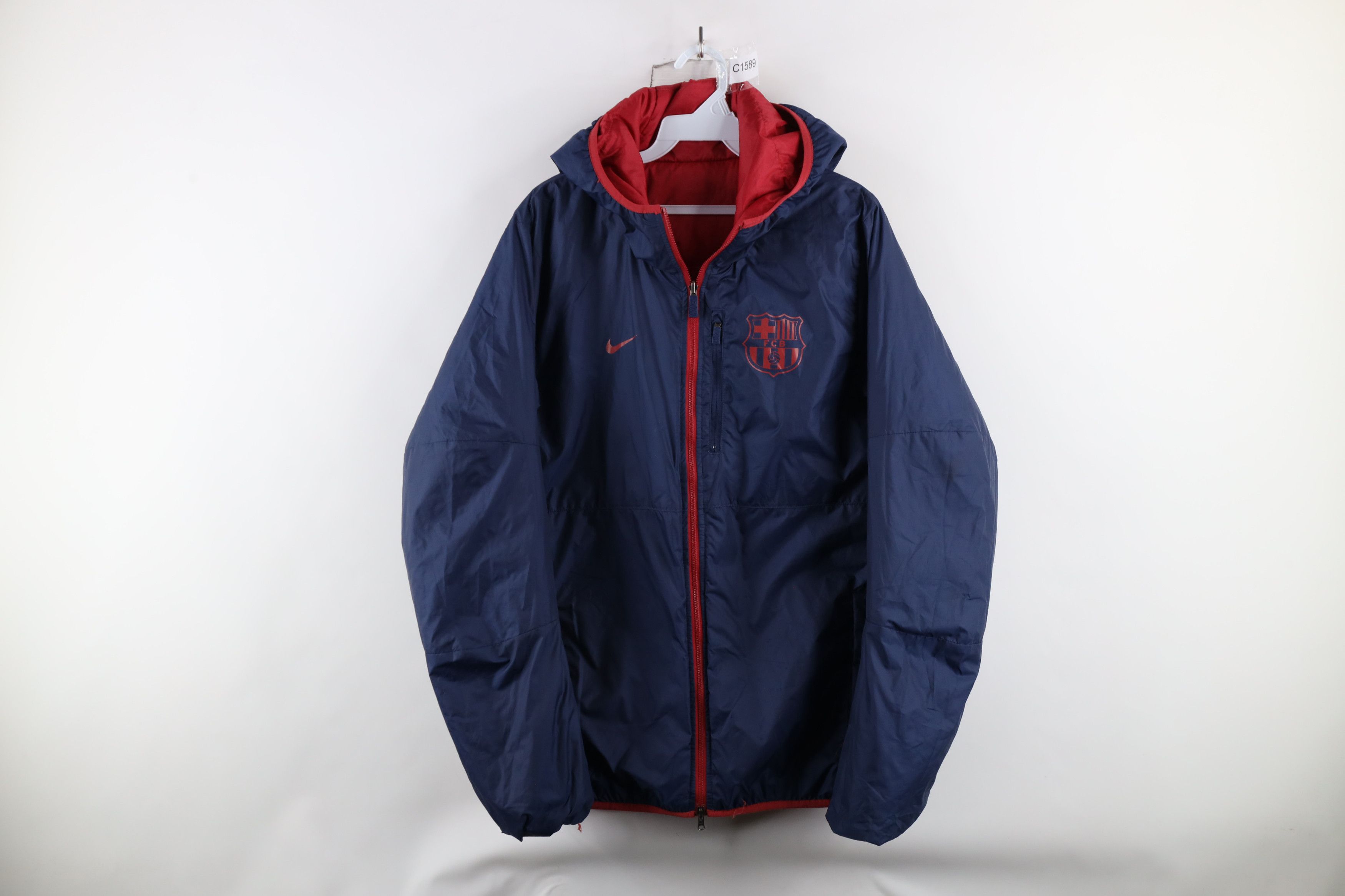 Nike × Vintage Nike Reversible Barcelona FC Soccer Football Puffer Jacket Size US S / EU 44-46 / 1 - 12 Thumbnail