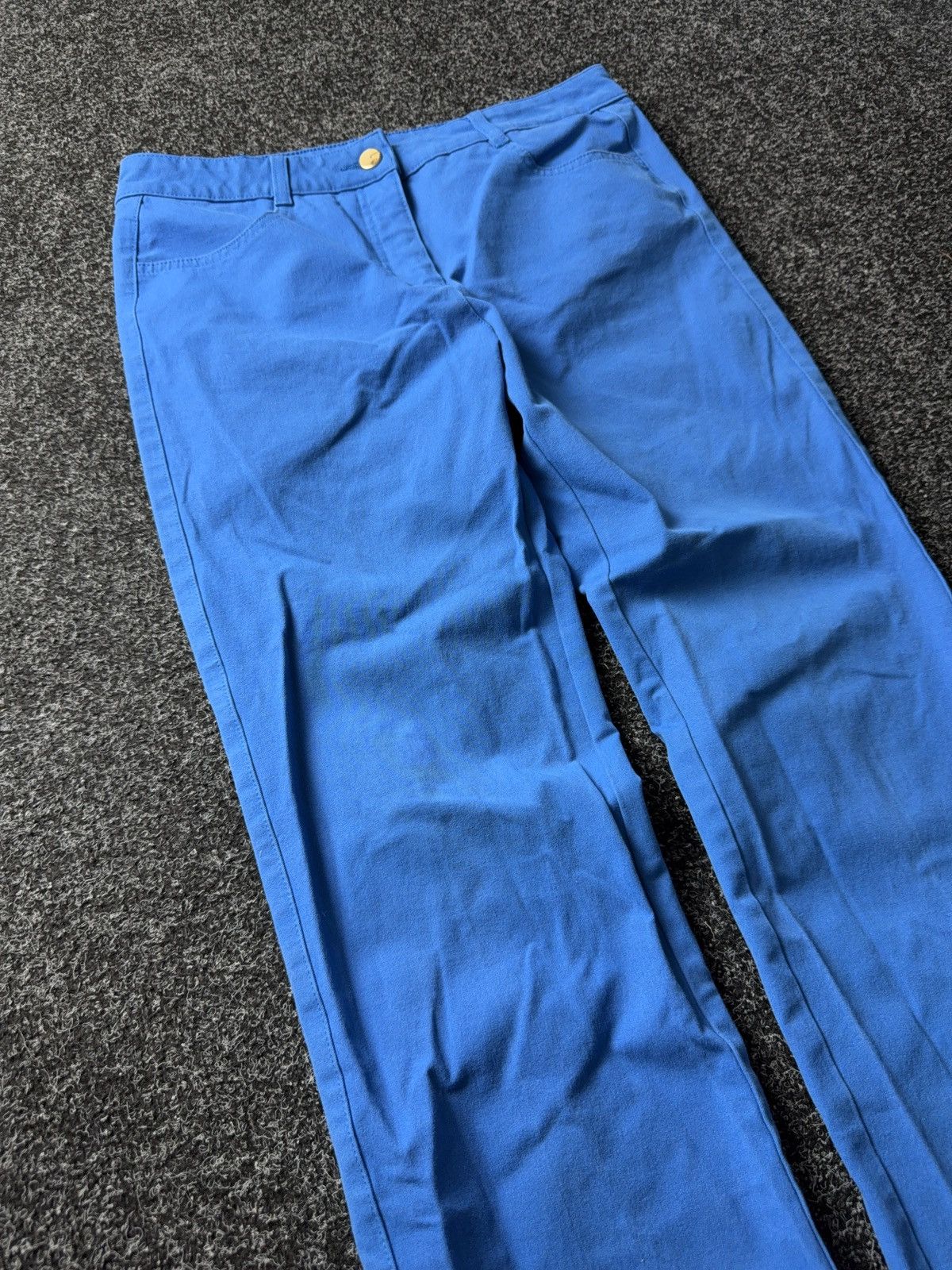 Escada Avant Garde Luxury Designer Escada gold logo Blue pants Size 31" - 5 Thumbnail