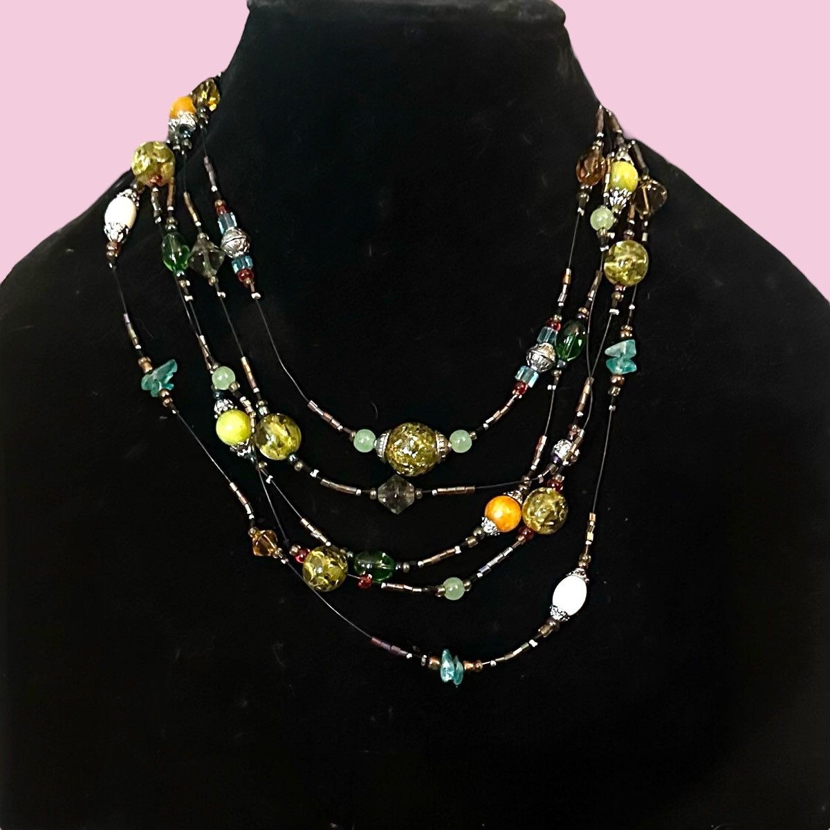 Other Multi strand multicolor art glass station bead necklace Size ONE SIZE - 1 Thumbnail