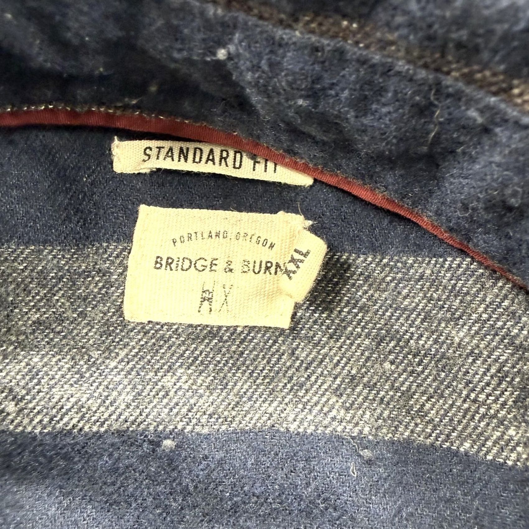 Vintage Bridge & Burn Shirt Mens 2XL Blue Striped Flannel Long Sleeve Button Up Casual Size US XXL / EU 58 / 5 - 3 Thumbnail