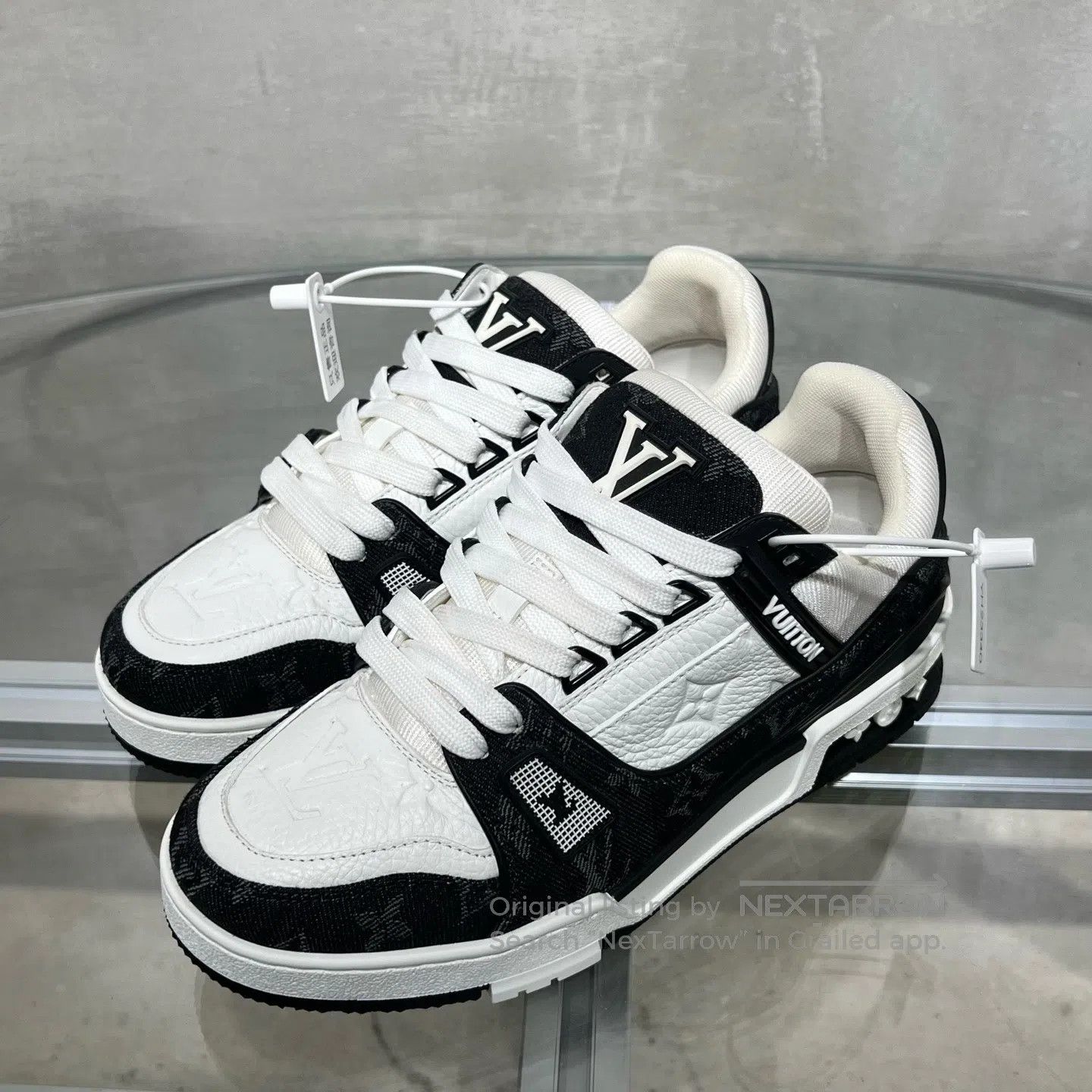 Louis Vuitton Louis Vuitton Trainer Black and White Jeans shoes Size US 7 / IT 37 - 1 Thumbnail