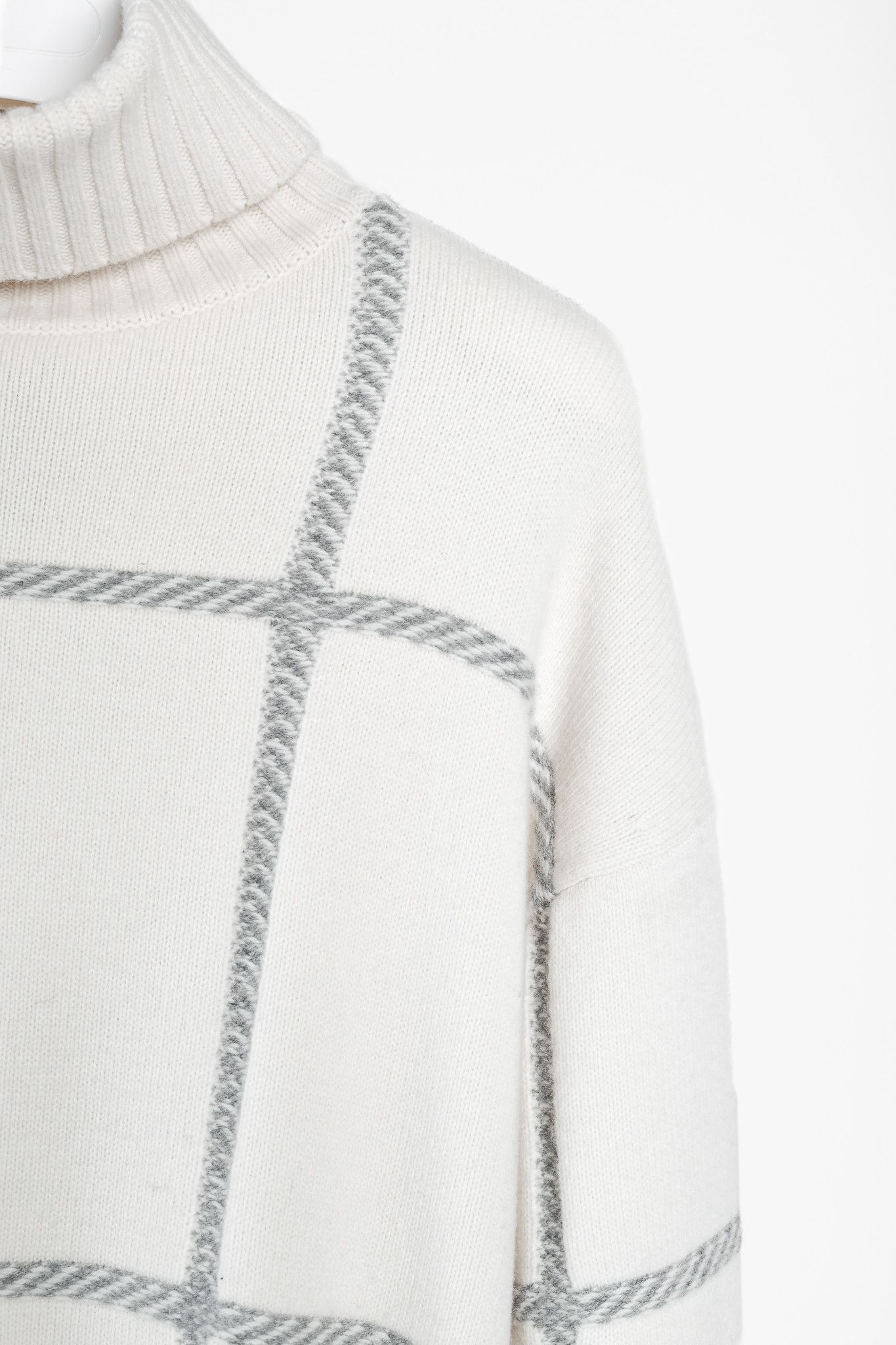 Joseph Joseph AW/22 Cream High Neck Check Knit Sweater Size S / US 4 / IT 40 - 5 Thumbnail