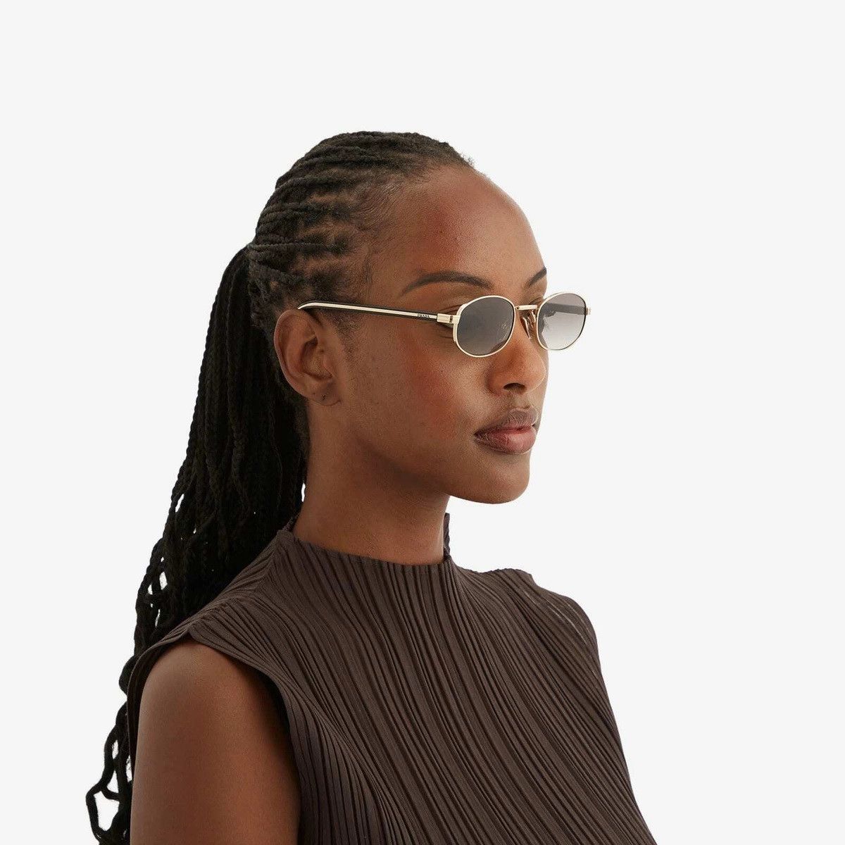 Prada Prada Women Sunglasses Oval PRB53S 1BC80K NEW AUTHENTIC Size ONE SIZE - 10 Thumbnail