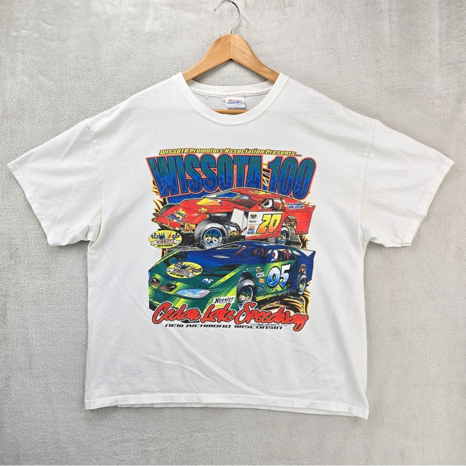 Hanes Vtg Wissota 100 Racing Shirt XL Y2k 2005 Nascar Autograph Size US XL / EU 56 / 4 - 1 Thumbnail