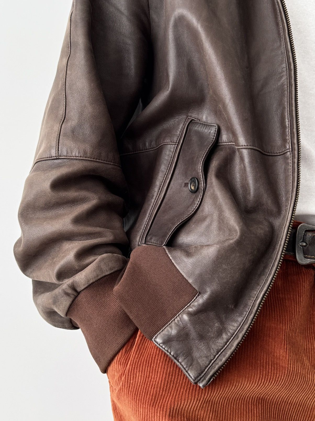 Faconnable × Japanese Brand × Vintage Faconnable Lambskin Leather Brown Bomber Jacket Size US XL / EU 56 / 4 - 2 Thumbnail