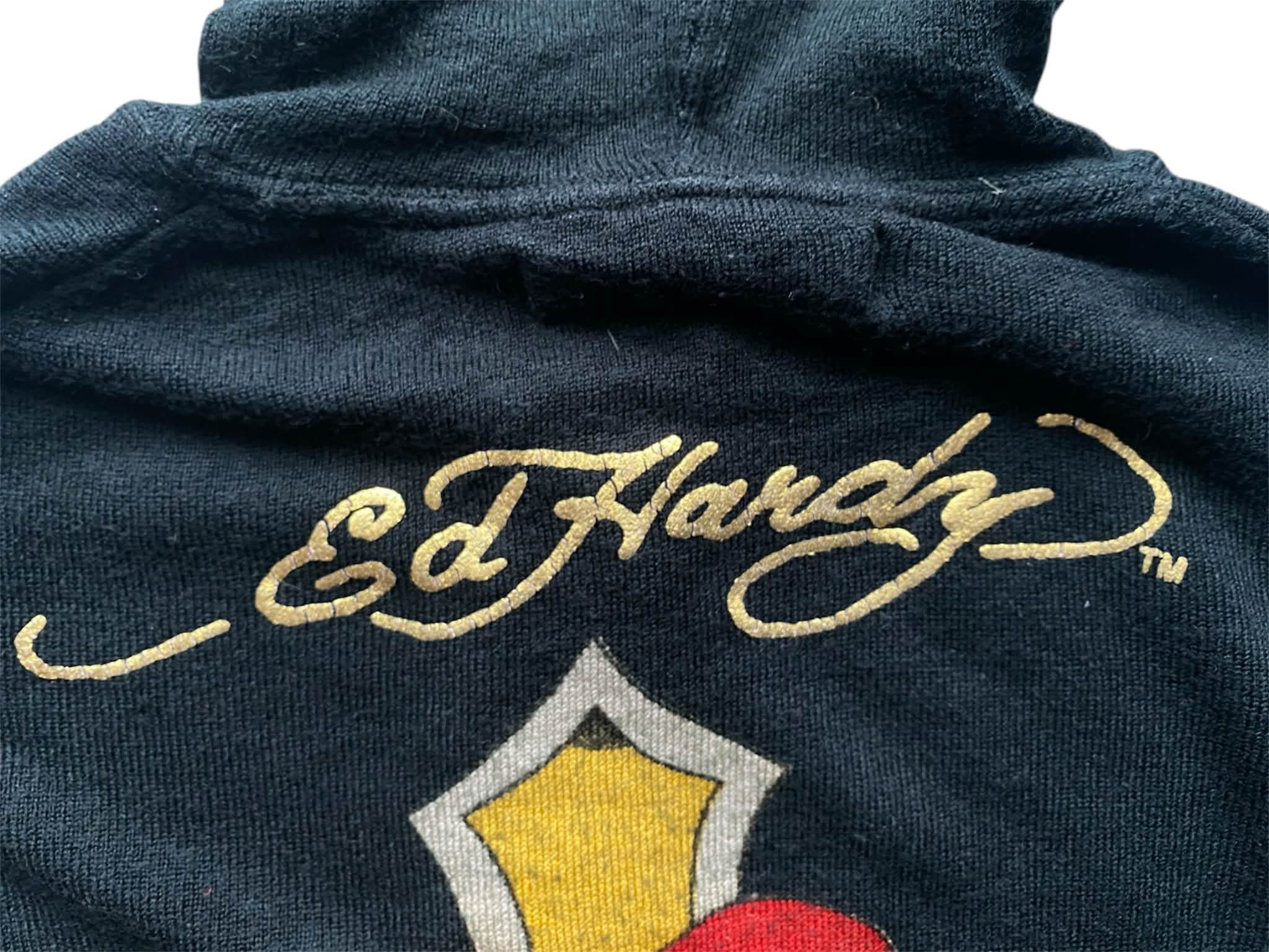 Ed Hardy Ed Hardy Black Tattoo Zip Up Hoodie Skull Heart Cross Size S / US 4 / IT 40 - 8 Thumbnail