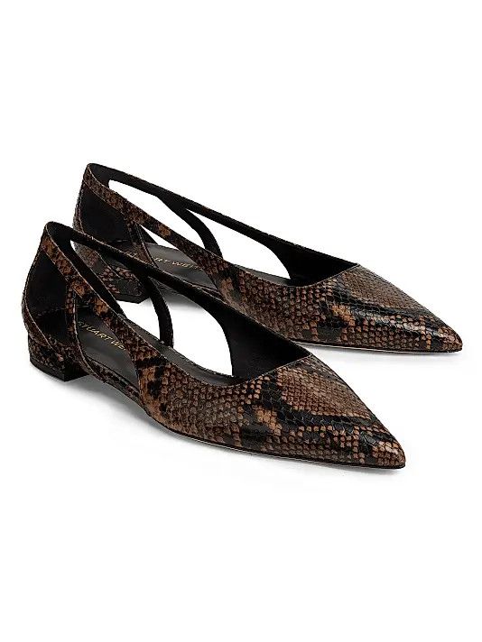 Stuart Weitzman os11x0126 Flat Stuart Power Snake-Embossed Cut-Out Flats Size US 7 / IT 37 - 2 Thumbnail