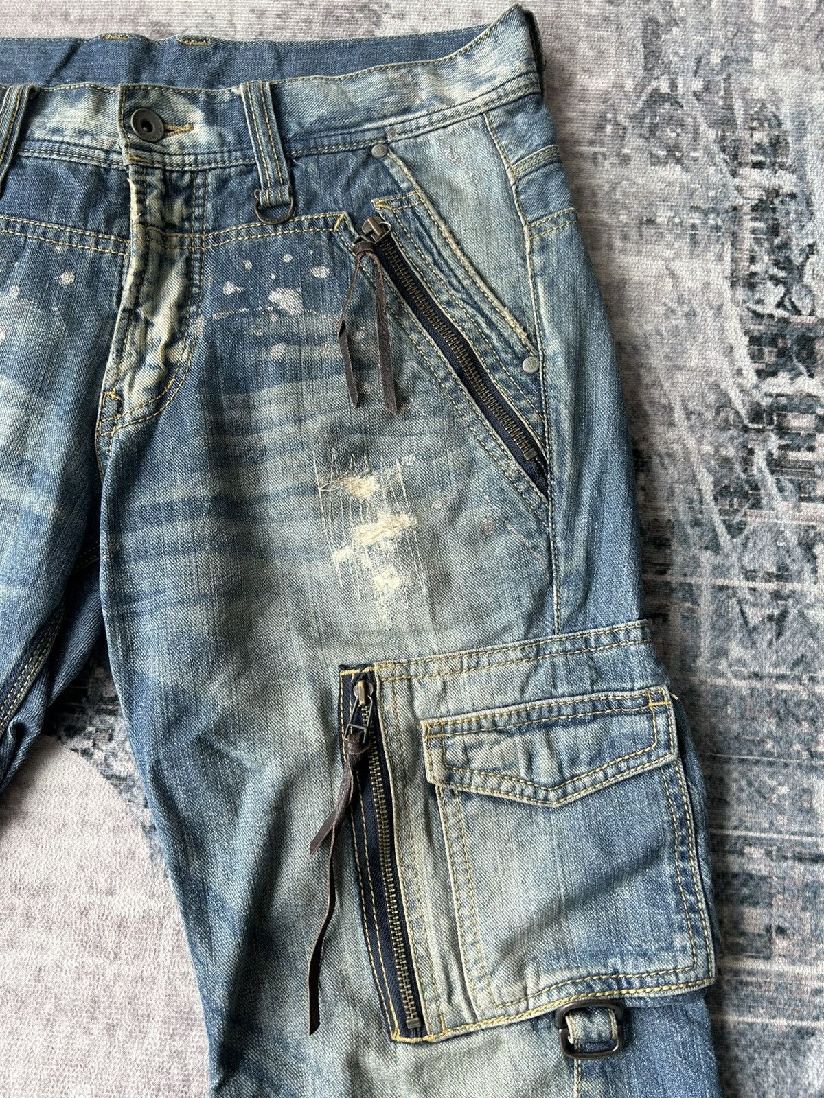 If Six Was Nine Nicole Men Distressed Cargo Jeans Size US 32 / EU 48 - 3 Thumbnail