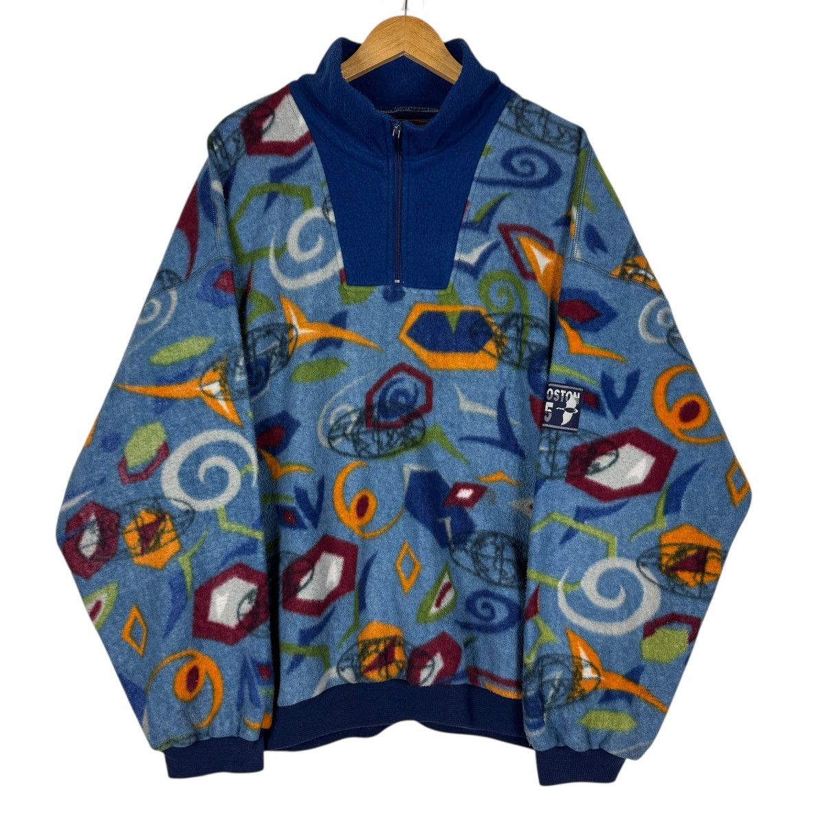 Japanese Brand 🔥 Boston Campany Printed Fleece Anorak HalfZipper Size US XL / EU 56 / 4 - 2 Thumbnail