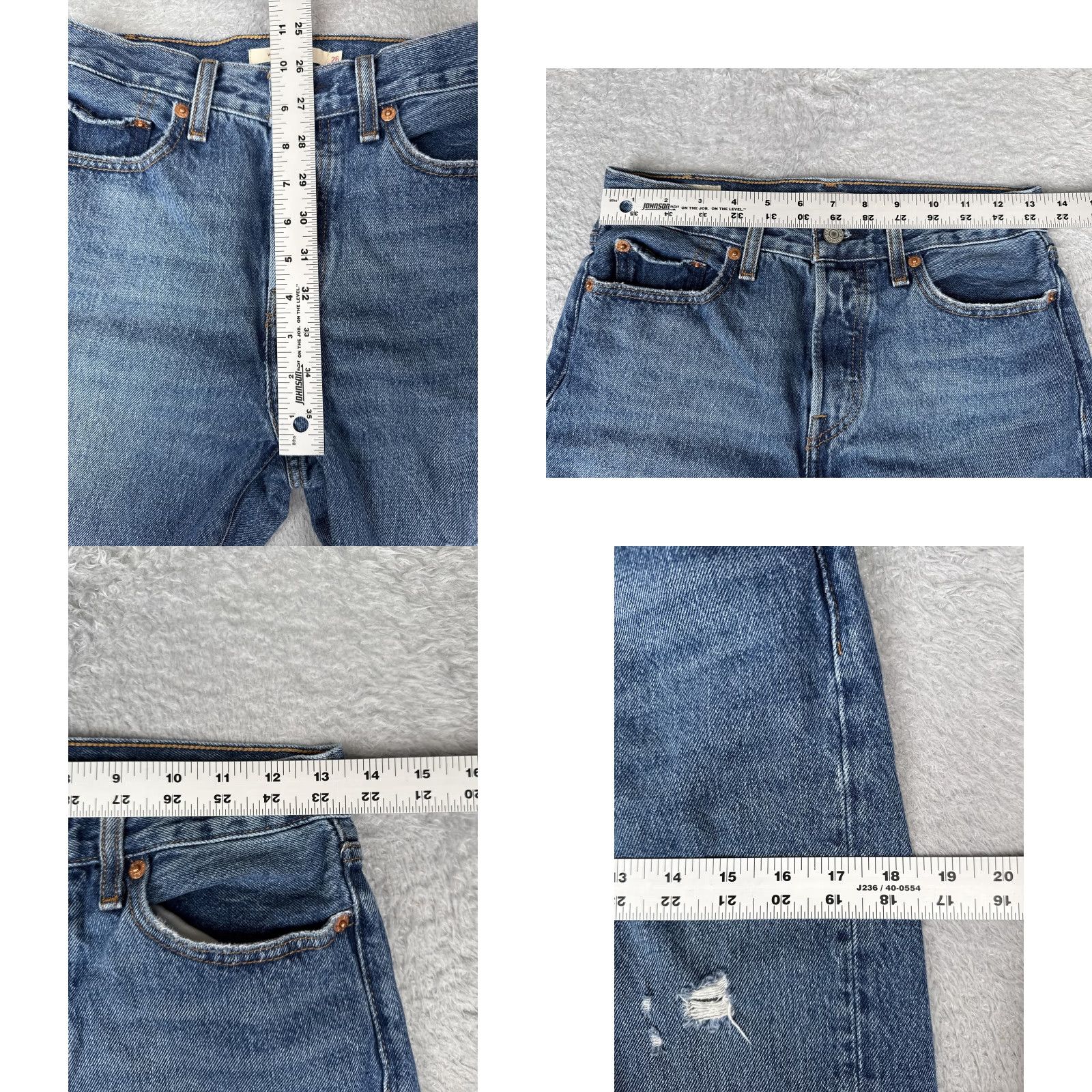 Levi's Levis Premium Jeans Womens 26 Blue Wedgie Straight High Rise Distressed Raw Hem Size 26" / US 2 / IT 38 - 9 Thumbnail