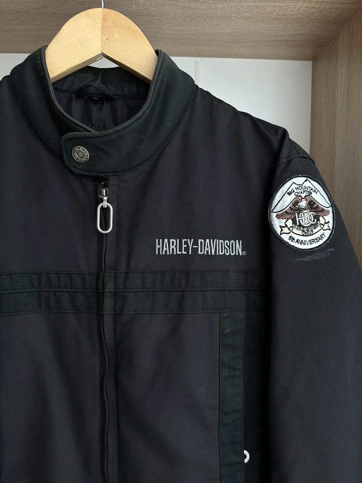 Harley Davidson × Vintage Vintage Harley-Davidson Big Logo Moto Black Jacket Size US S / EU 44-46 / 1 - 6 Thumbnail