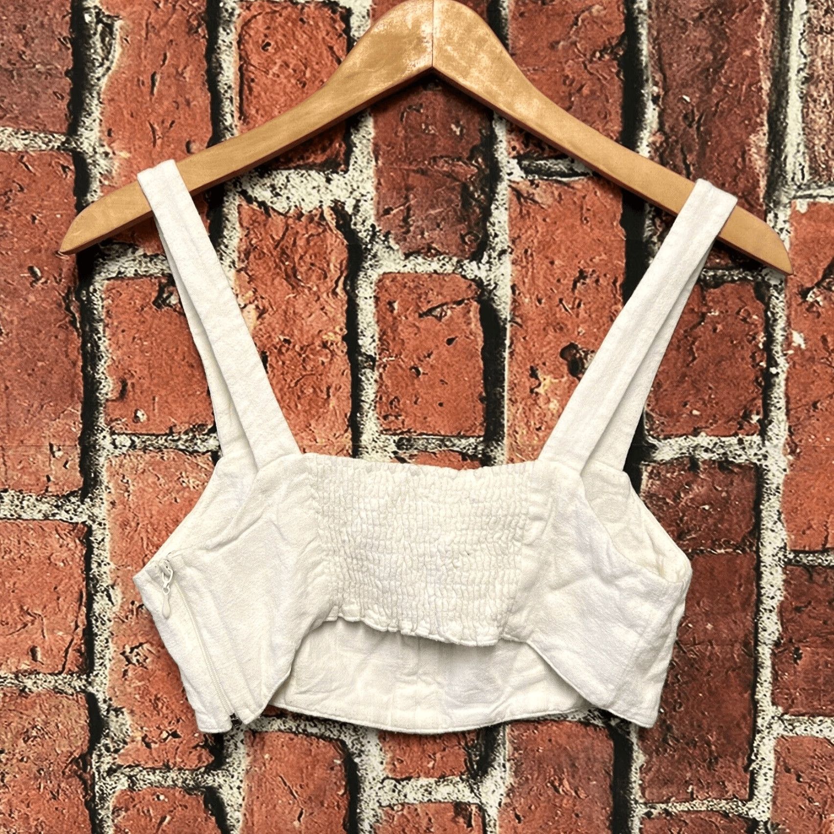 Show Me Your MuMu Show Me Your MuMu White Adeline Crop Top Tank - M Womens Cropped Linen Rayon Sleeveless Shirt/Top Size M / US 6-8 / IT 42-44 - 3 Thumbnail