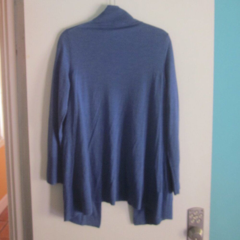 Robert Talbott Talbots Womens Size L Bright Blue Lightweight Merino Wool Open Front Cardigan Size L / US 10 / IT 46 - 11 Thumbnail