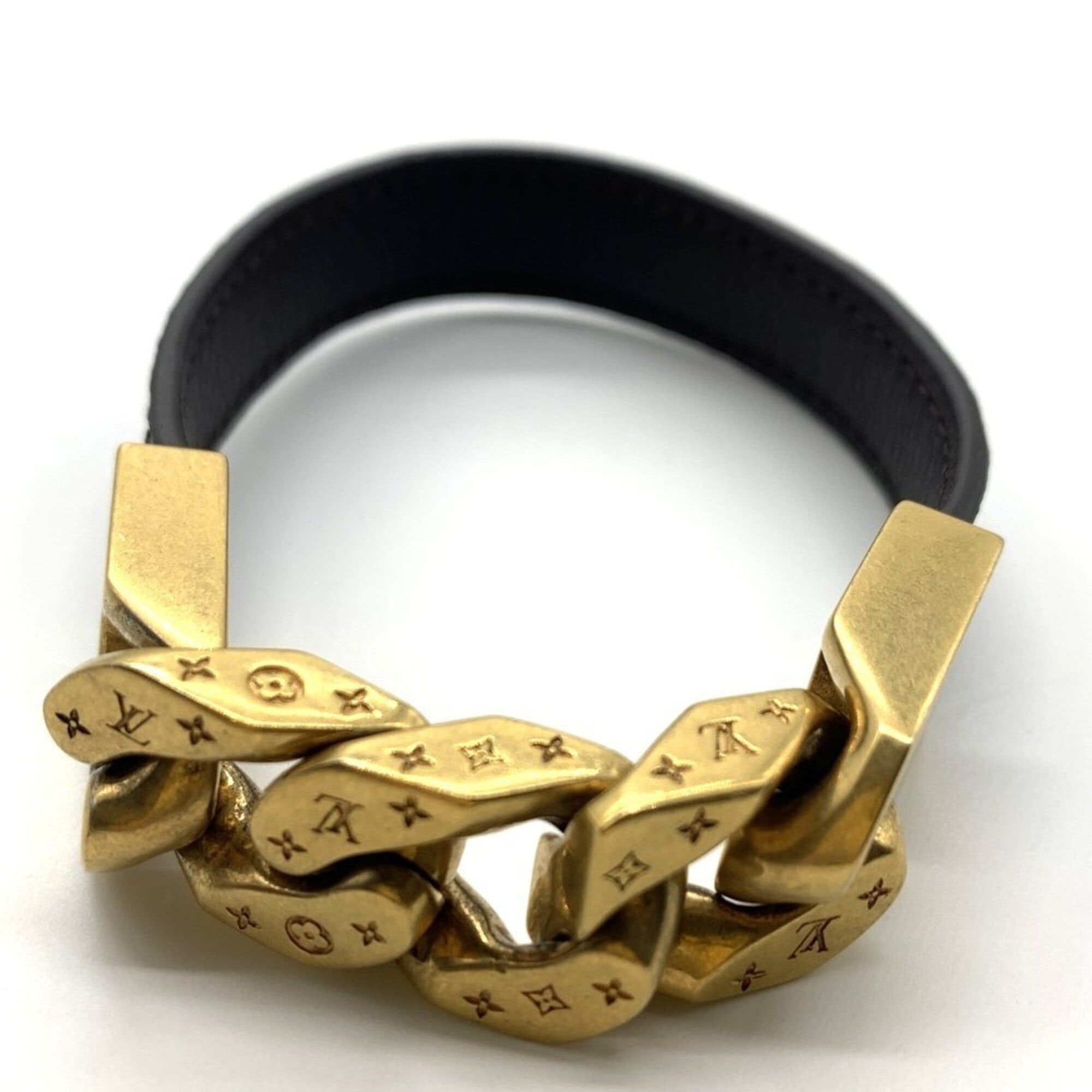 Louis Vuitton Louis Vuitton Bracelet Mono Chain Monogram Canvas/Metal Men's M6784 Brown x Gold LOUIS VUITTON Size ONE SIZE - 1 Thumbnail