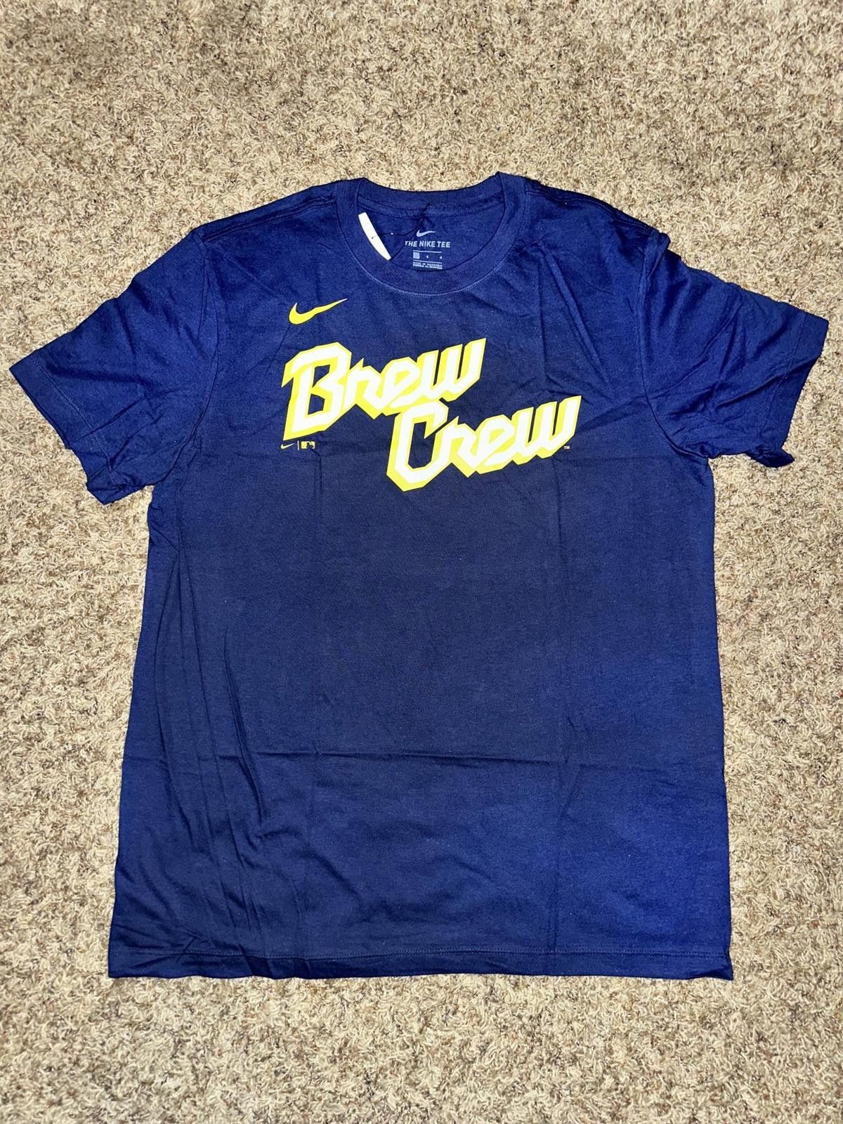 Nike Men's Milwaukee Brewers Nike Navy City Connect Wordmark T-Shirt Size US L / EU 52-54 / 3 - 1 Thumbnail