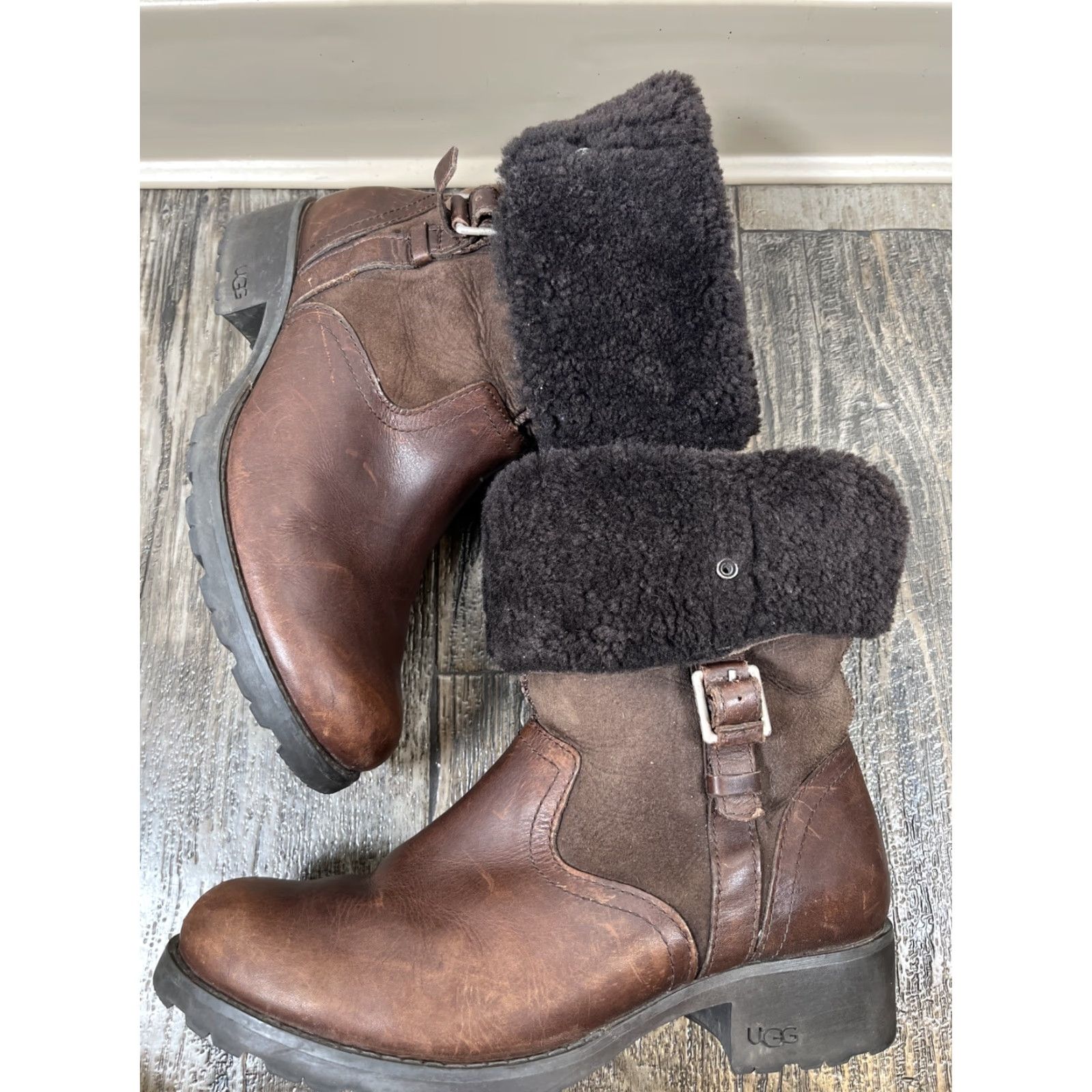 Ugg UGG Australia Bellevue 1914 Shearling Brown Leather Boot Boots Women 8 Winter Size US 8 / IT 38 - 5 Thumbnail