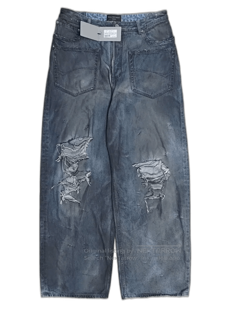 Balenciaga Balenciaga Baggy Denim Jeans with Distressed Details. Size US 34 / EU 50 - 1 Thumbnail