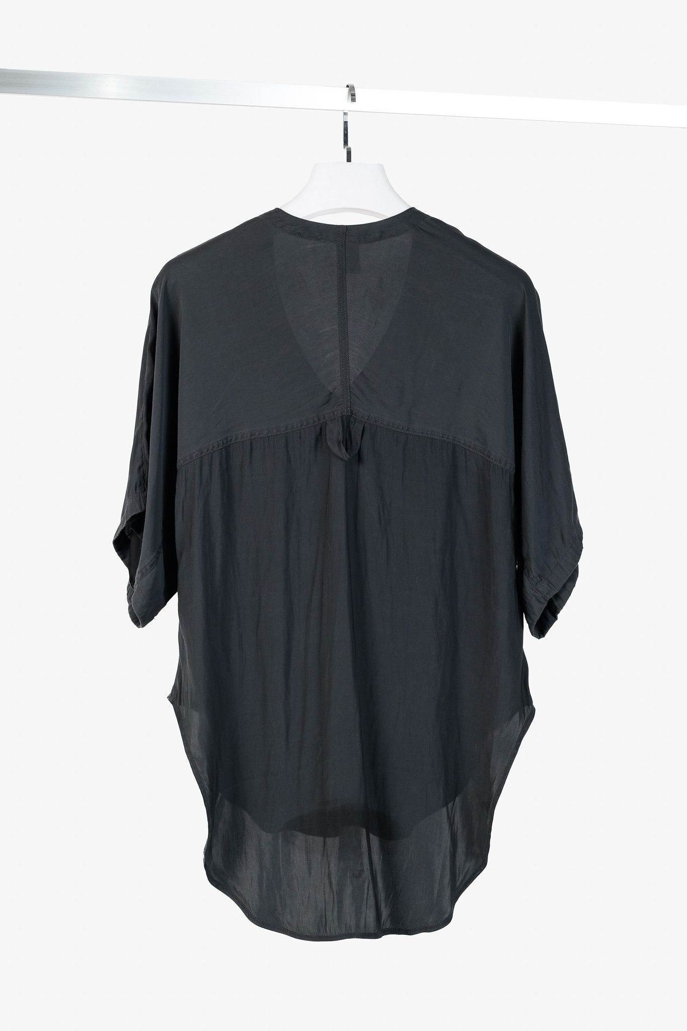 SMYTHE Smythe Grey Matte-Satin Pocket V-Neck Tunic Size S / US 4 / IT 40 - 2 Thumbnail