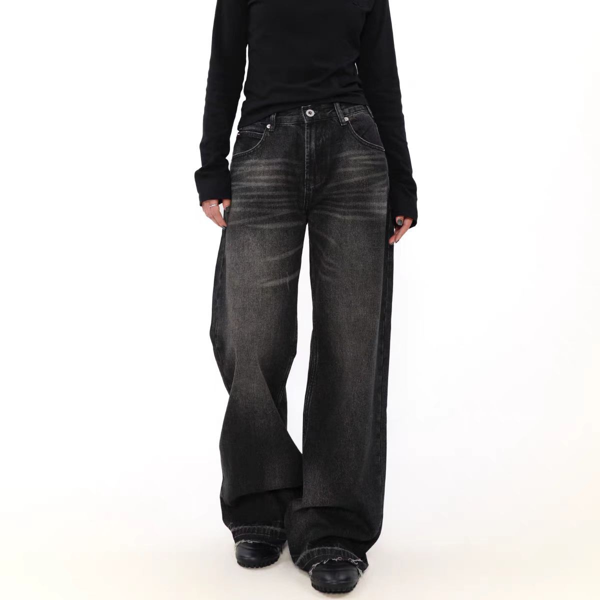 Japanese Brand × Jean Street Wash Wide Leg Straight Jeans Size US 34 / EU 50 - 3 Thumbnail