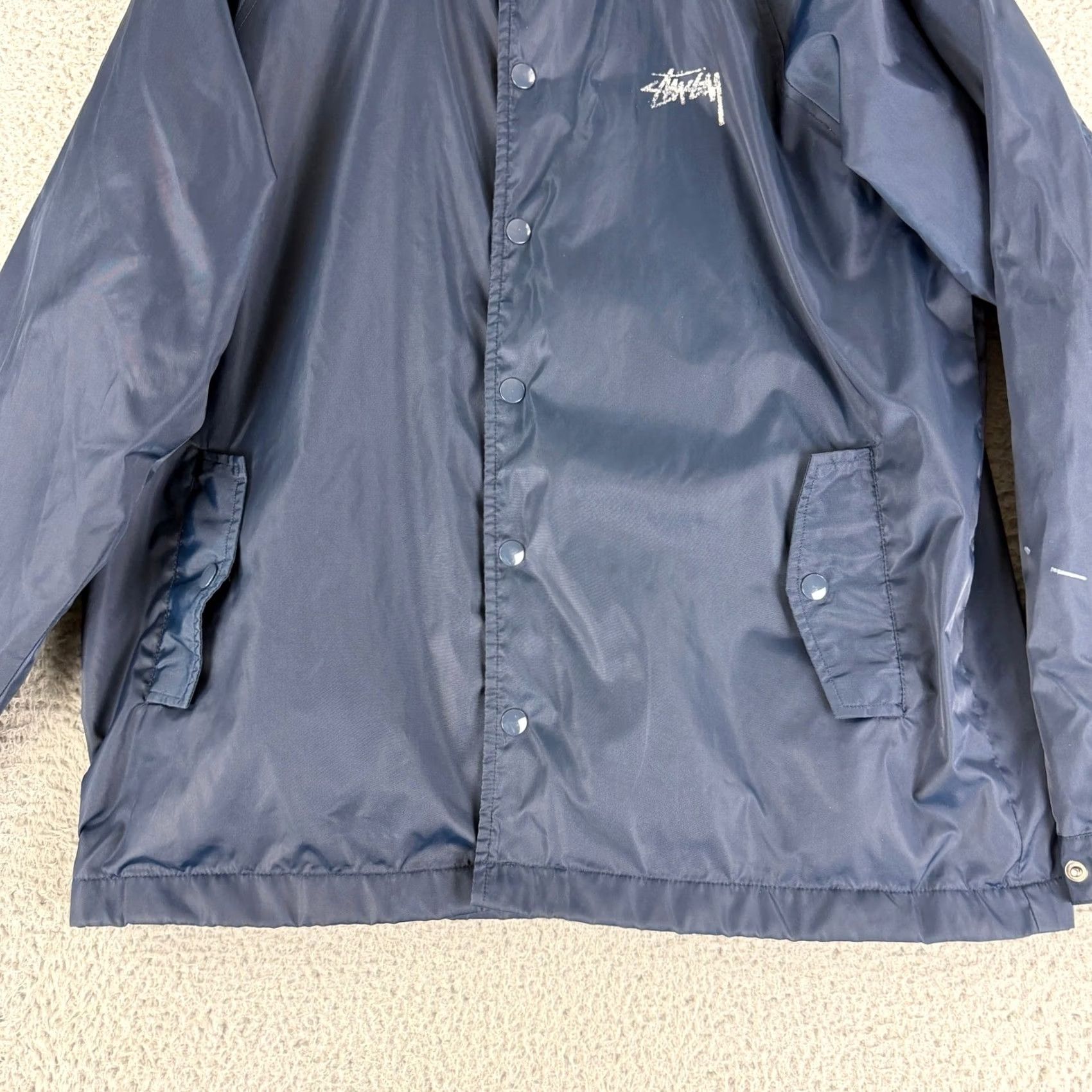 Vintage Stussy Coaches Jacket Mens Medium Blue Nylon Dollar Sign Lining Streetwear Size US M / EU 48-50 / 2 - 5 Thumbnail